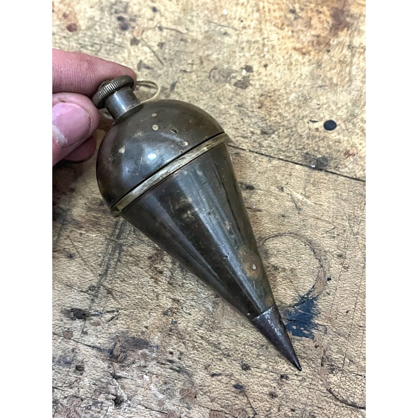 SCARCE Antique Vintage Dietzgen Plumb Bob w/ Internal Reel Solid Brass 10oz Tool