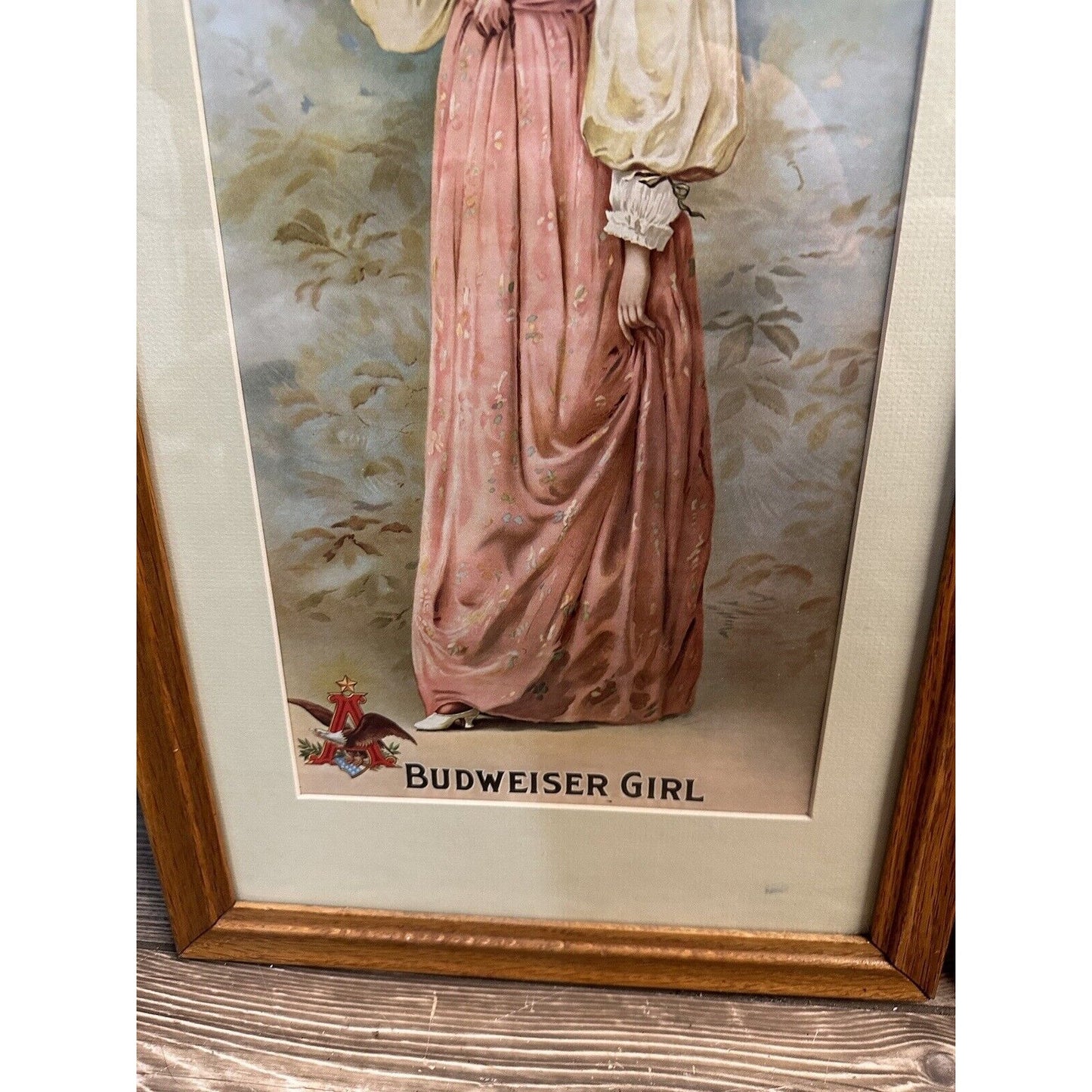 Vintage Budweiser Girls Advertising Beer Litho Prints Framed Repro Lot (2)