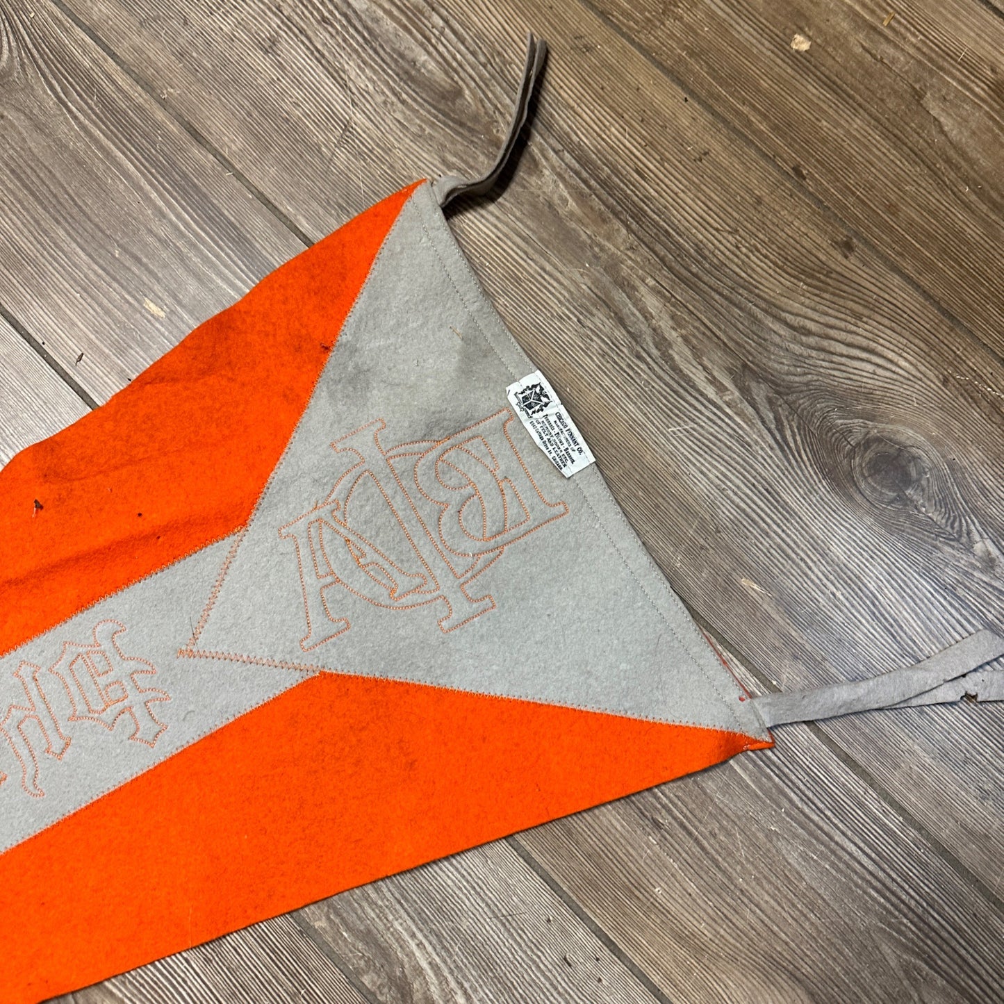 Vintage 1920s Phi Beta Alpha University of Wisconsin Orange Felt 39" Pennant Sewn