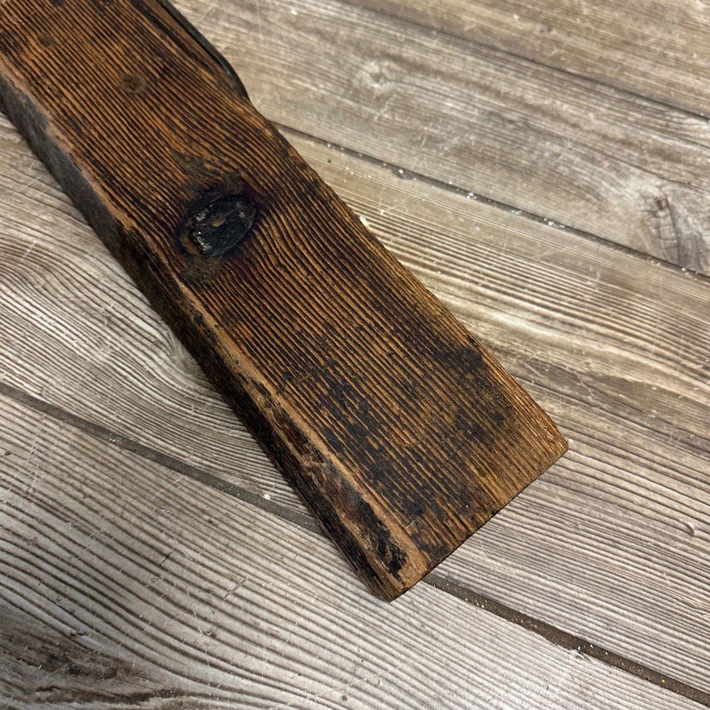 Antique Early 1900s Handmade Carpenters Level w/ Brass Plate Folky Folk Art OAAK