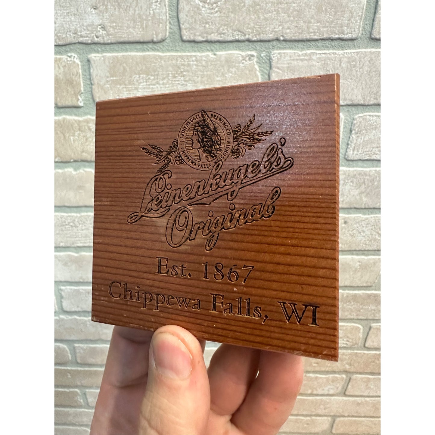 Leinenkugel Original Leinenkugel Beer Red Wood Plaque From Old Brine Tank