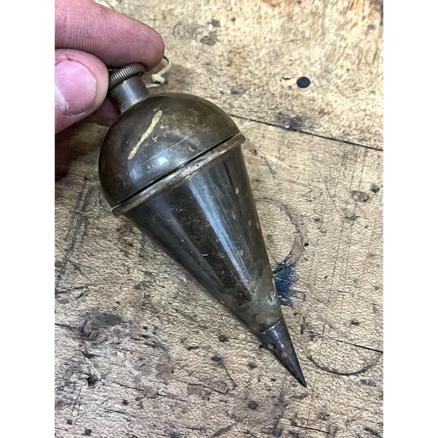 SCARCE Antique Vintage Dietzgen Plumb Bob w/ Internal Reel Solid Brass 10oz Tool