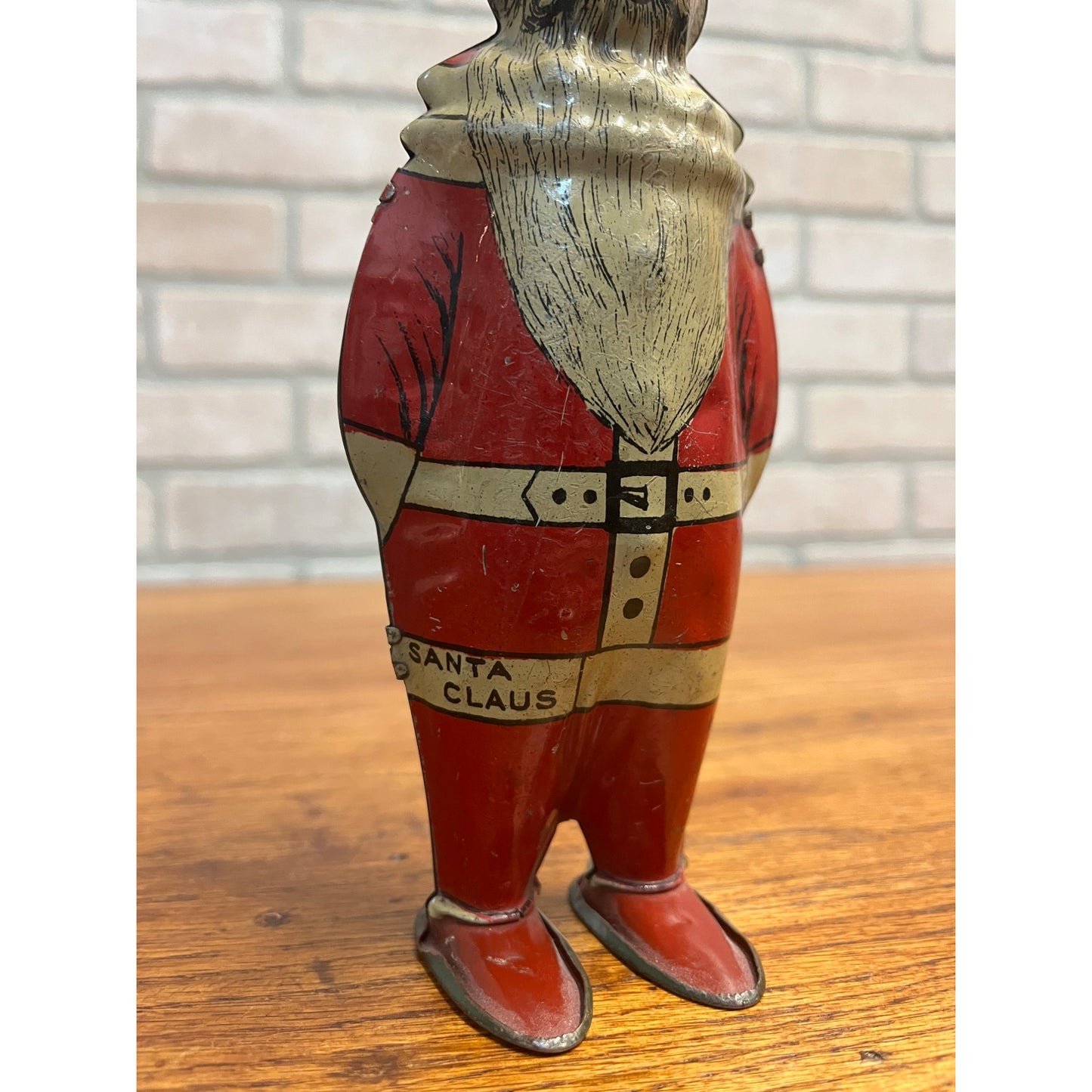 Vintage Lindstrom Tin Litho Wind Up Santa Claus 8" Christmas Toy - As-Is