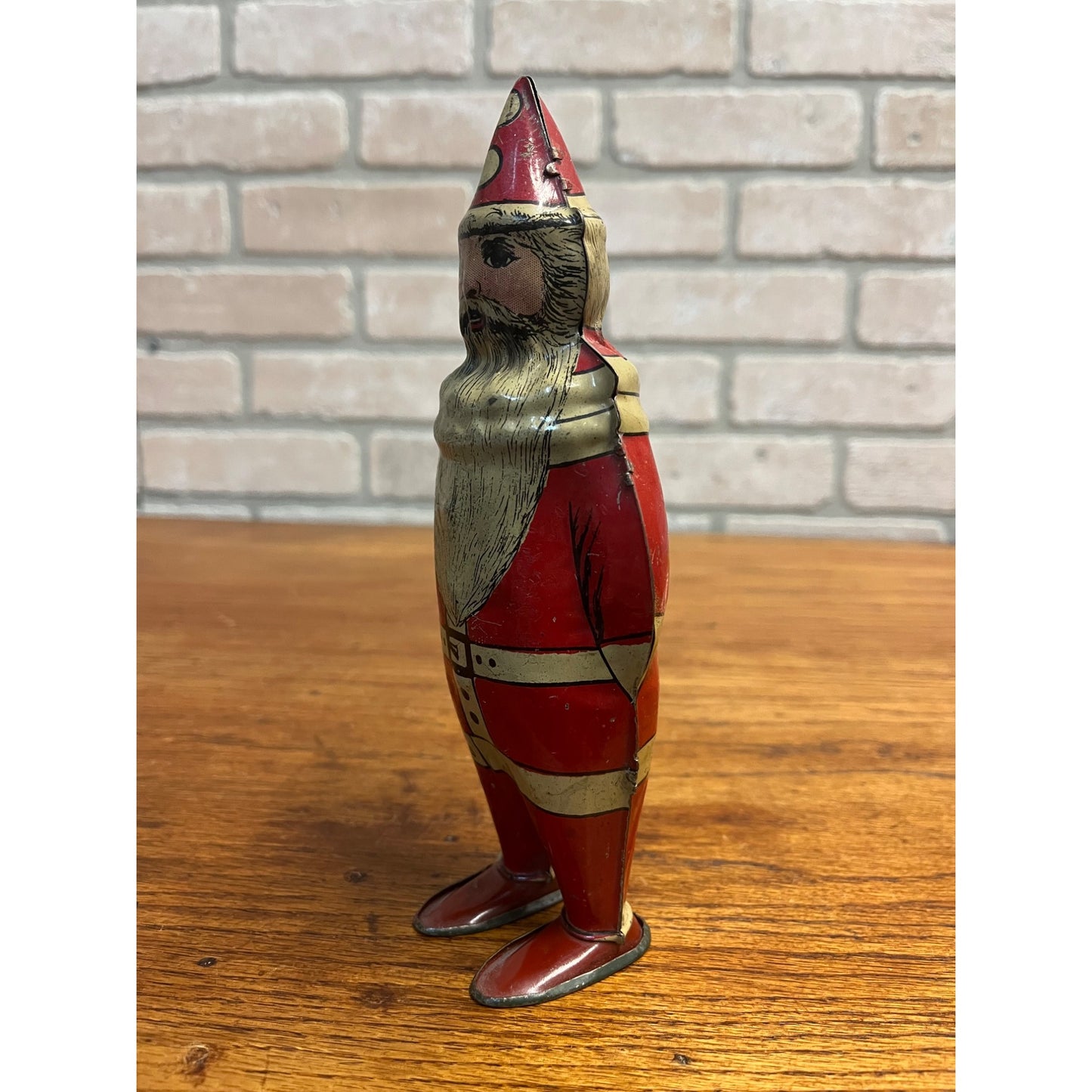 Vintage Lindstrom Tin Litho Wind Up Santa Claus 8" Christmas Toy - As-Is