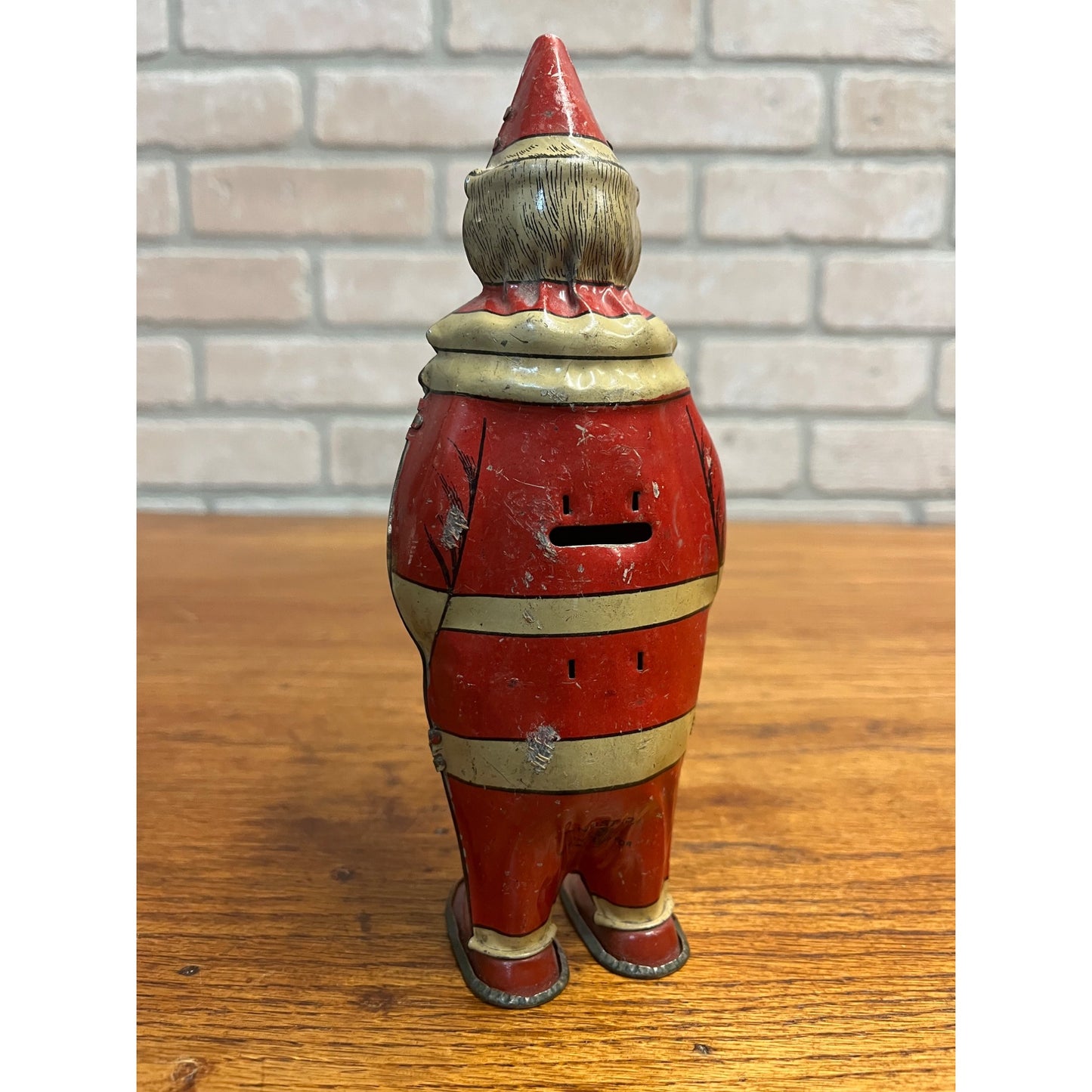 Vintage Lindstrom Tin Litho Wind Up Santa Claus 8" Christmas Toy - As-Is