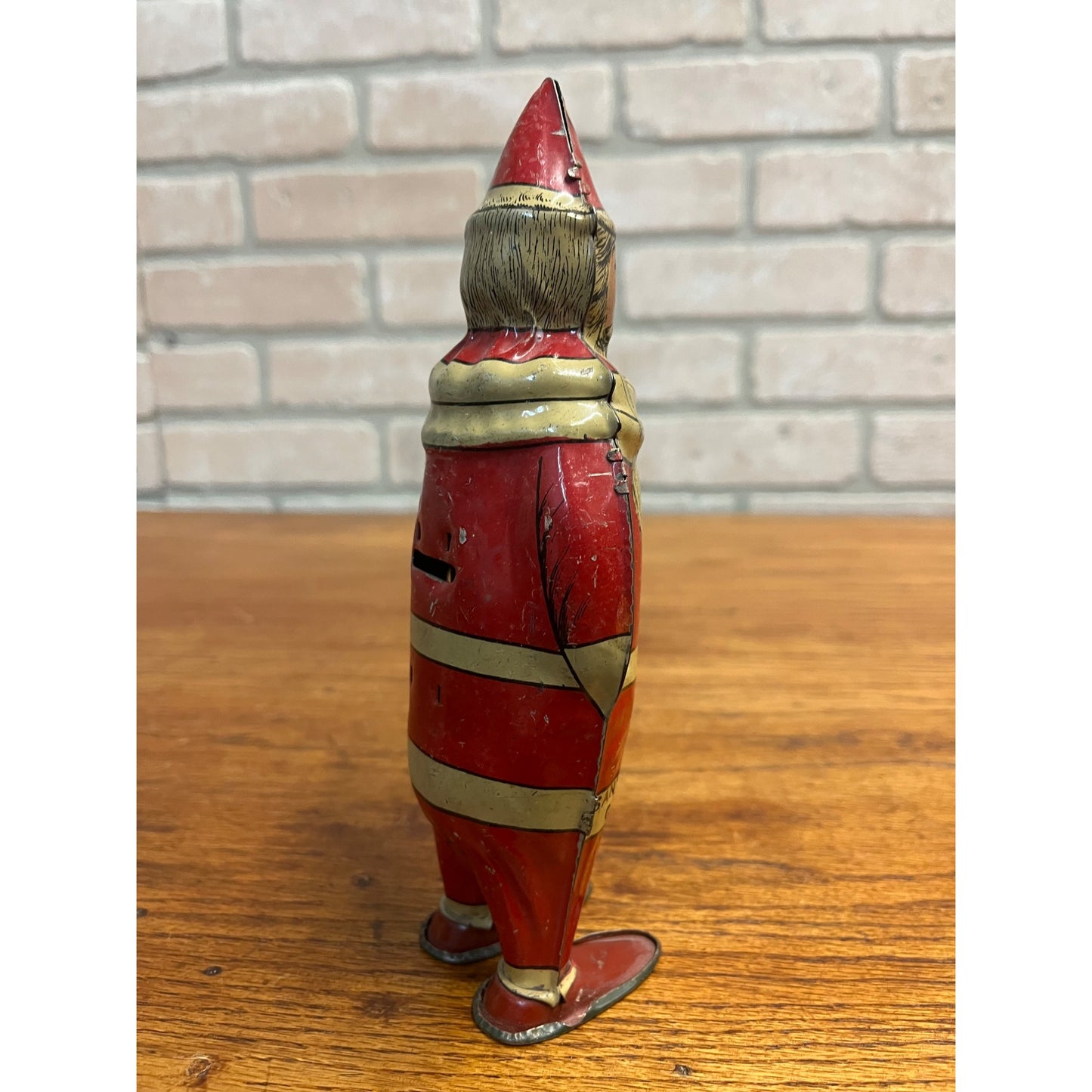 Vintage Lindstrom Tin Litho Wind Up Santa Claus 8" Christmas Toy - As-Is
