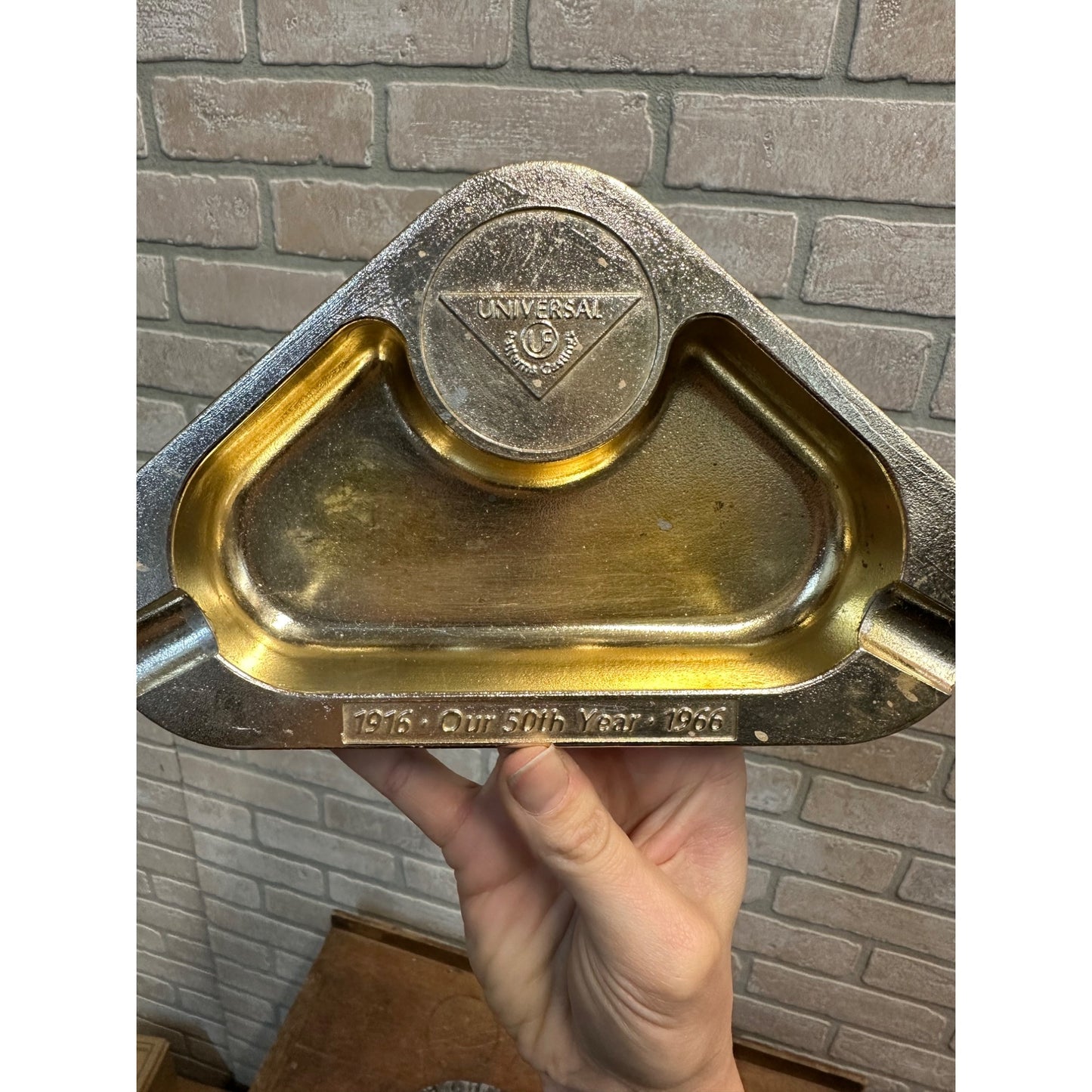 VINTAGE UNIVERSAL FOUNDRY OSHKOSH WISCONSIN 50TH ANNIVERSARY ASHTRAY 1916-1966