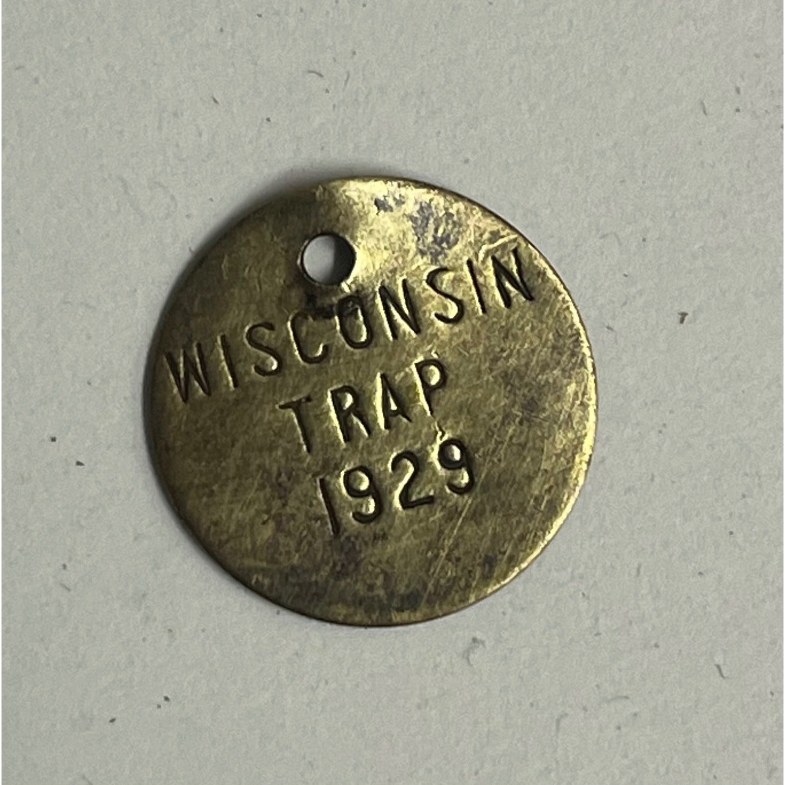 Vintage 1929 Wisconsin Trap Tag Trapping Hunting License