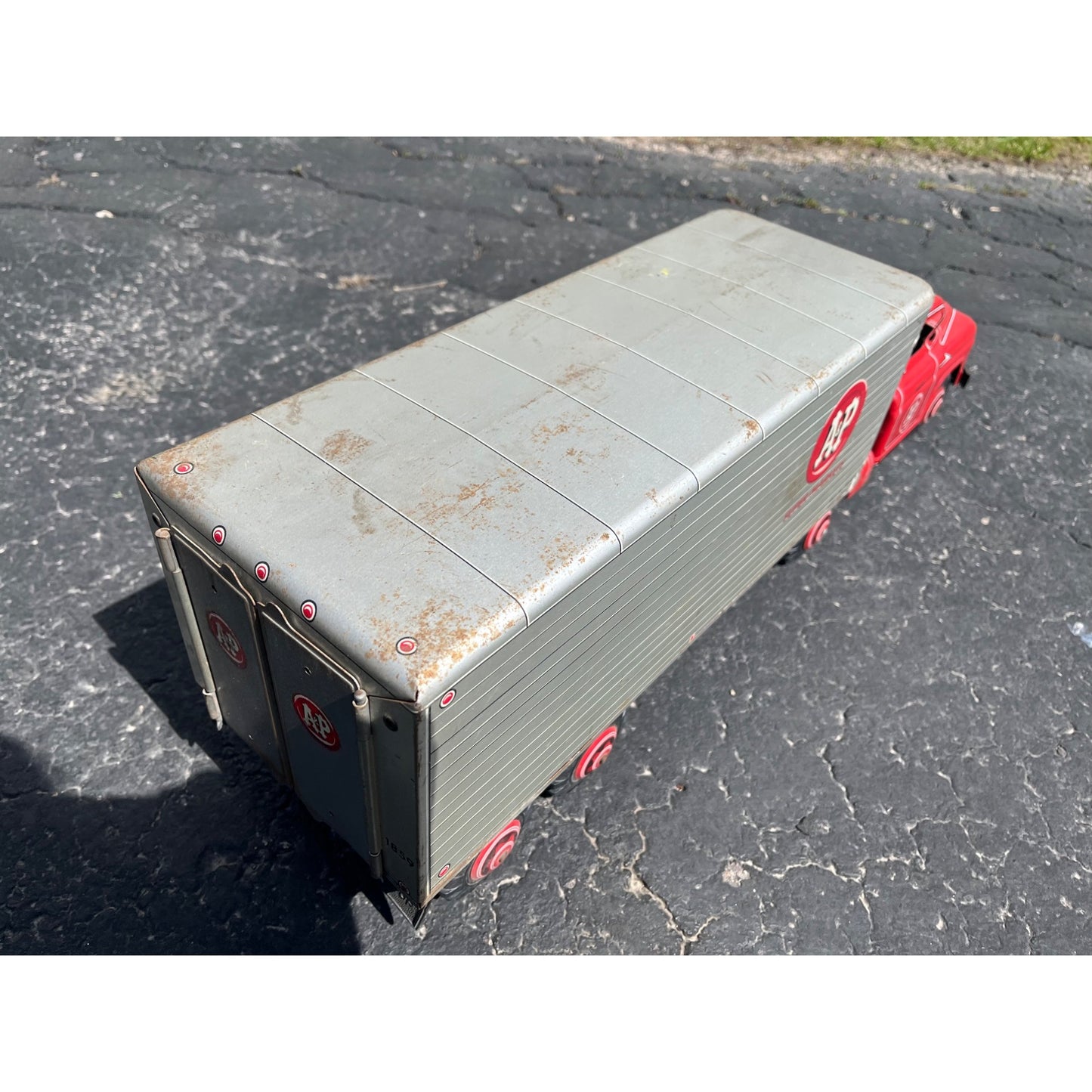 Vintage 1950s Marx A&P Super Markets Toy Truck Cab & Trailer Semi