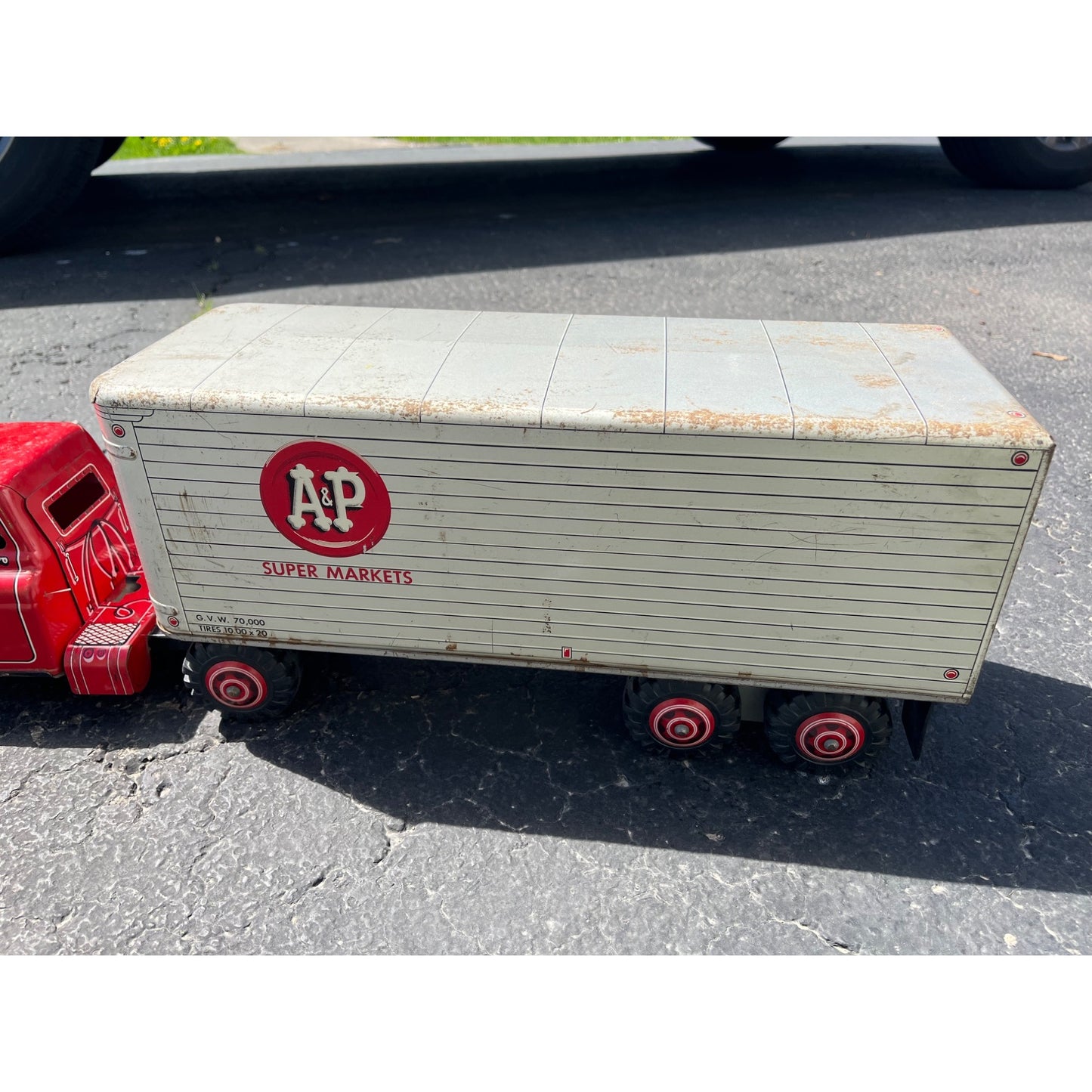 Vintage 1950s Marx A&P Super Markets Toy Truck Cab & Trailer Semi