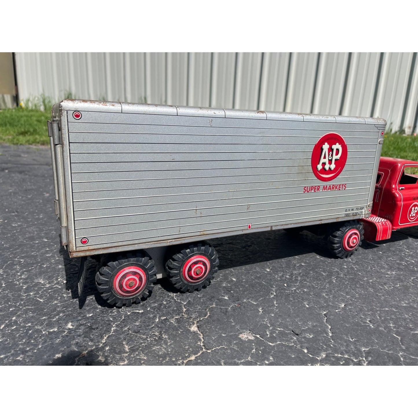 Vintage 1950s Marx A&P Super Markets Toy Truck Cab & Trailer Semi