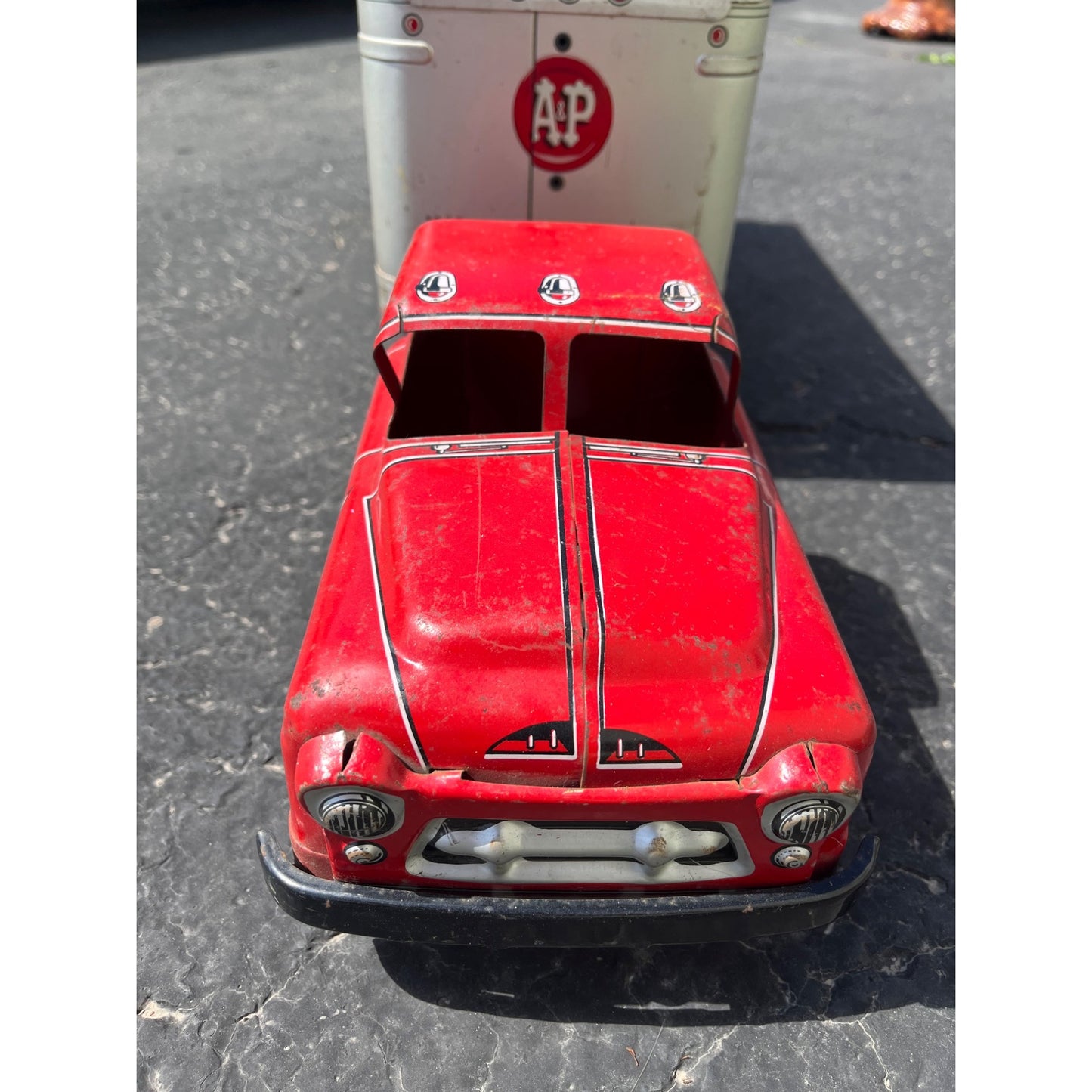 Vintage 1950s Marx A&P Super Markets Toy Truck Cab & Trailer Semi