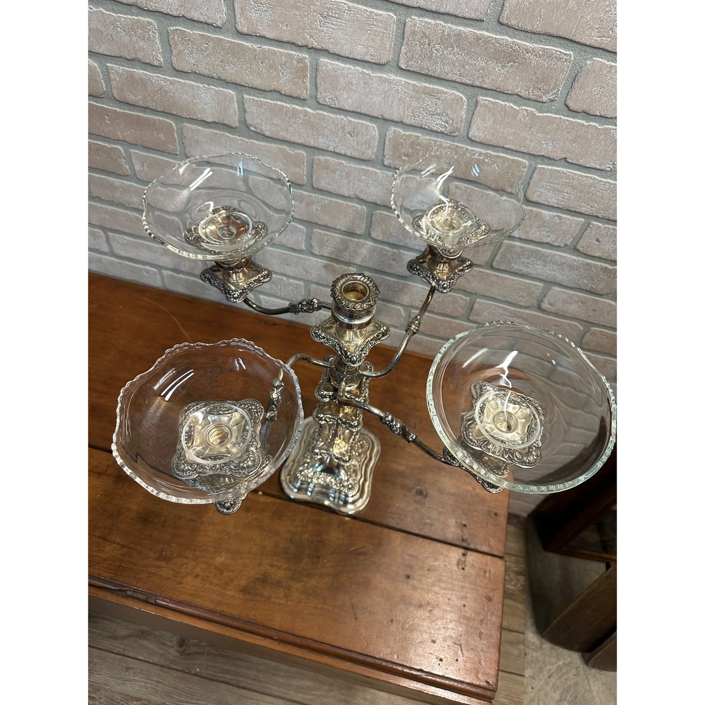 VINTAGE GSC 5 ARM GOLDFEDER SILVER PLATED CANDELABRA CANDLE HOLDER CANDLESTICKS