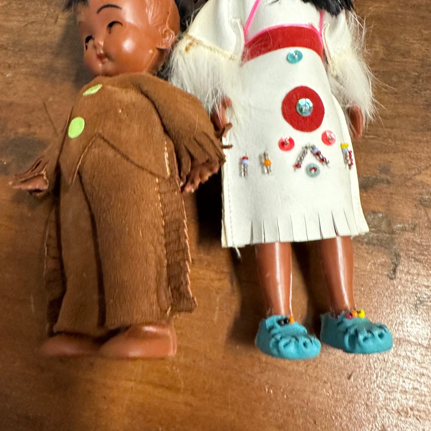 Vintage 1960s Native American Indian Sleepy Eye Dolls Child + Mother w/ Twins