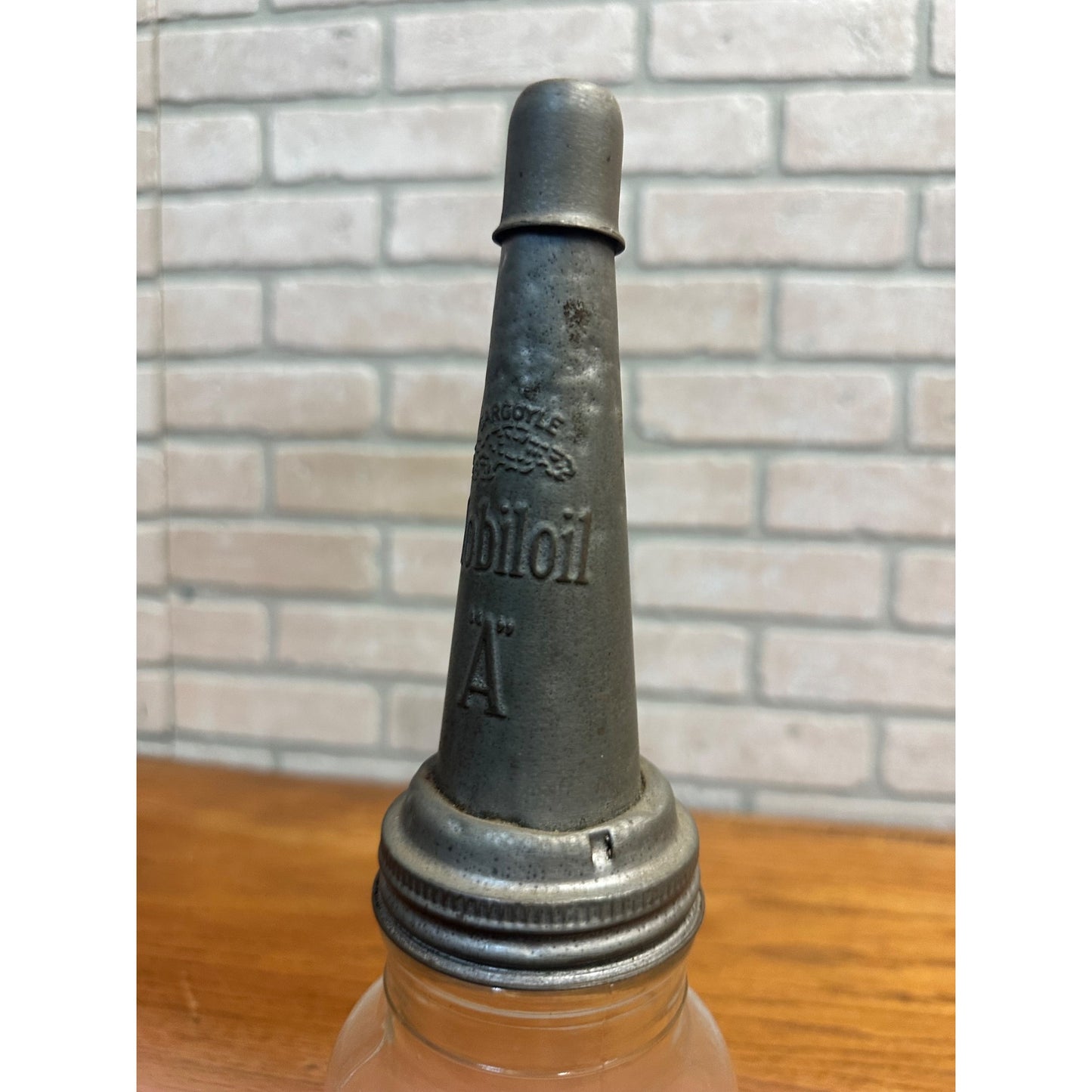 Vintage Mobil Oil Gargyole A Spout w/ Wm Neil & Co. Glass Oil Jar