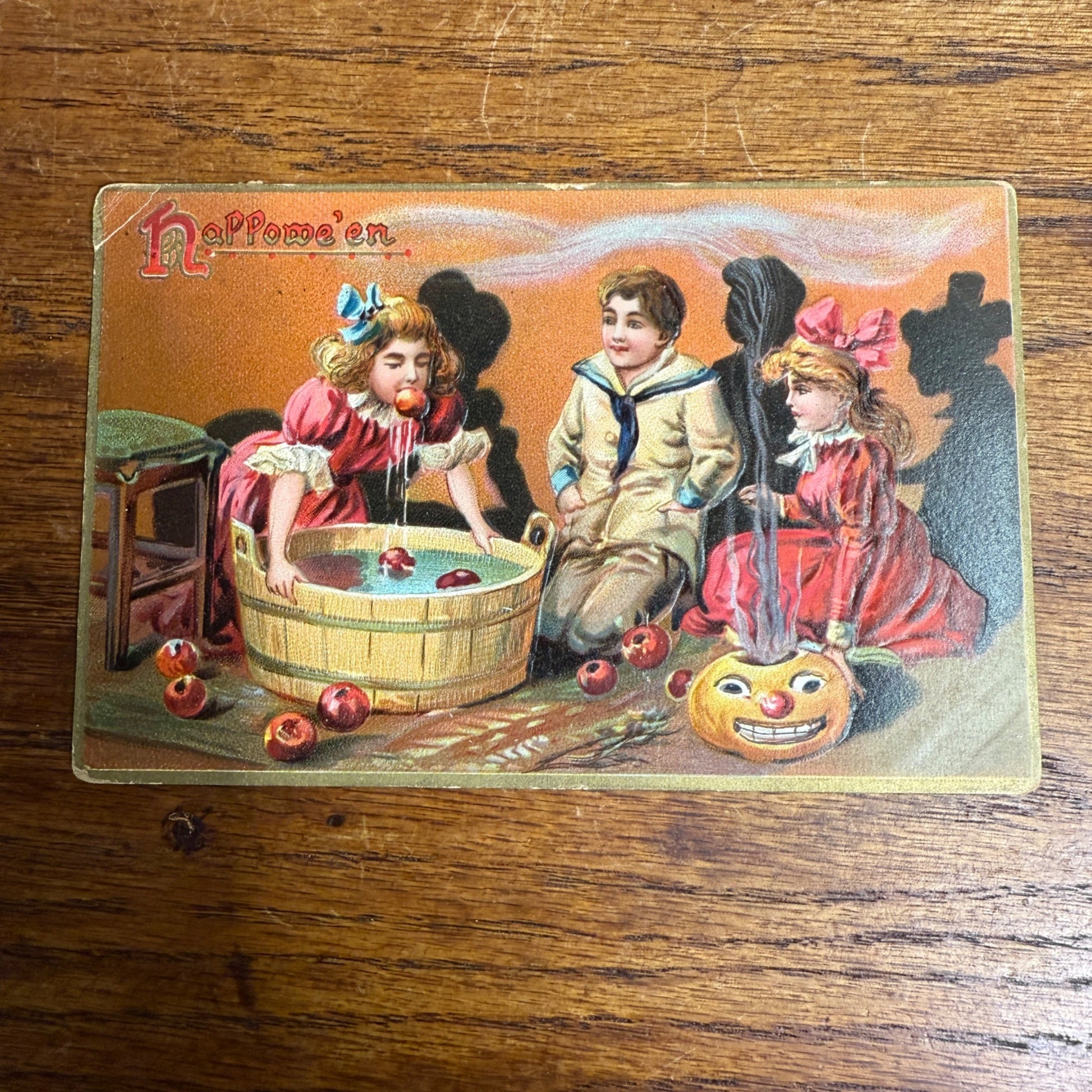 Vintage 1911 Halloween Postcard Tuck's No 150 Bobbing Apples JOL