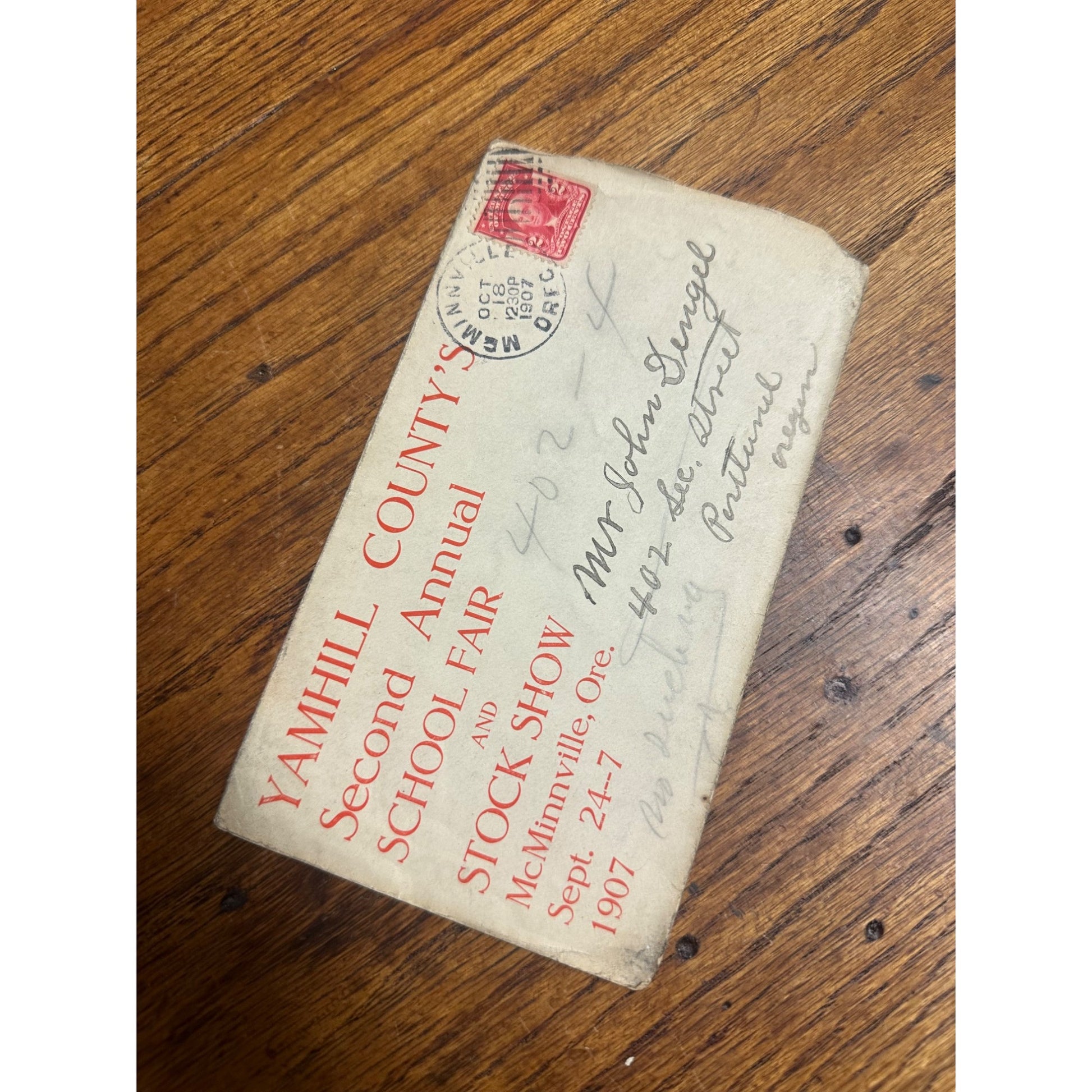 George Washington Two Cent 2c Stamp on Envelope 1907 Posted McMinnville OR