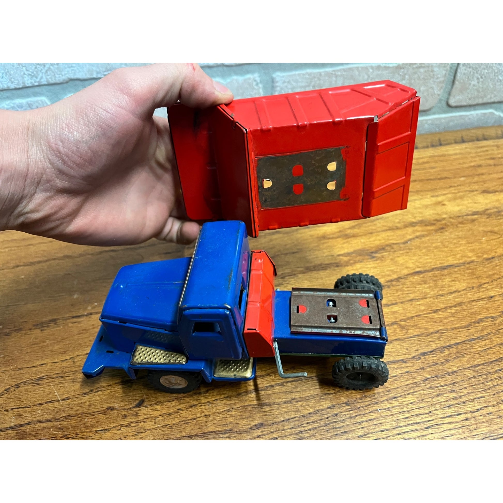 Vintage Japan SSS Tin Litho Friction Construction Toys Shovel Dump Truck - Parts