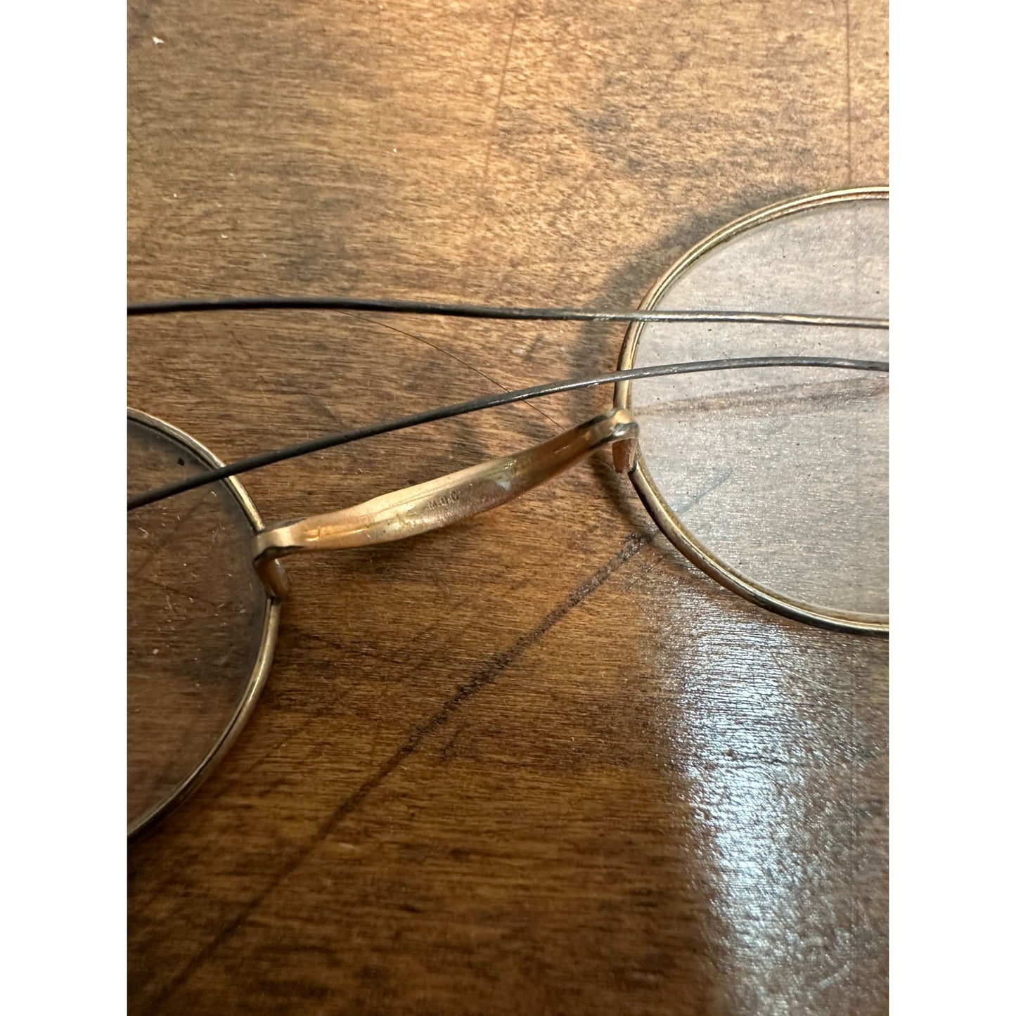 Antique Vintage GOLD Wire Rim Oval Eyeglasses Spectacles + Case