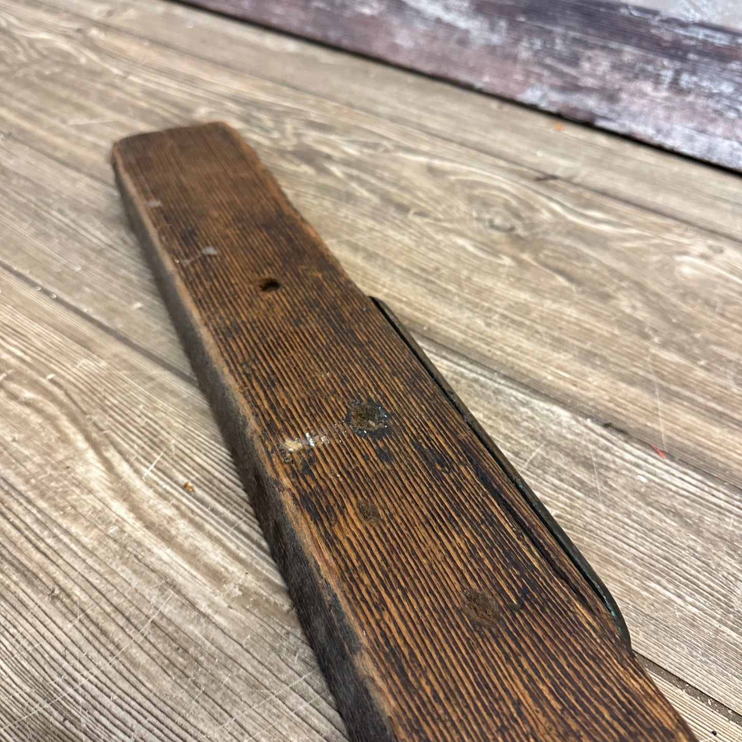Antique Early 1900s Handmade Carpenters Level w/ Brass Plate Folky Folk Art OAAK