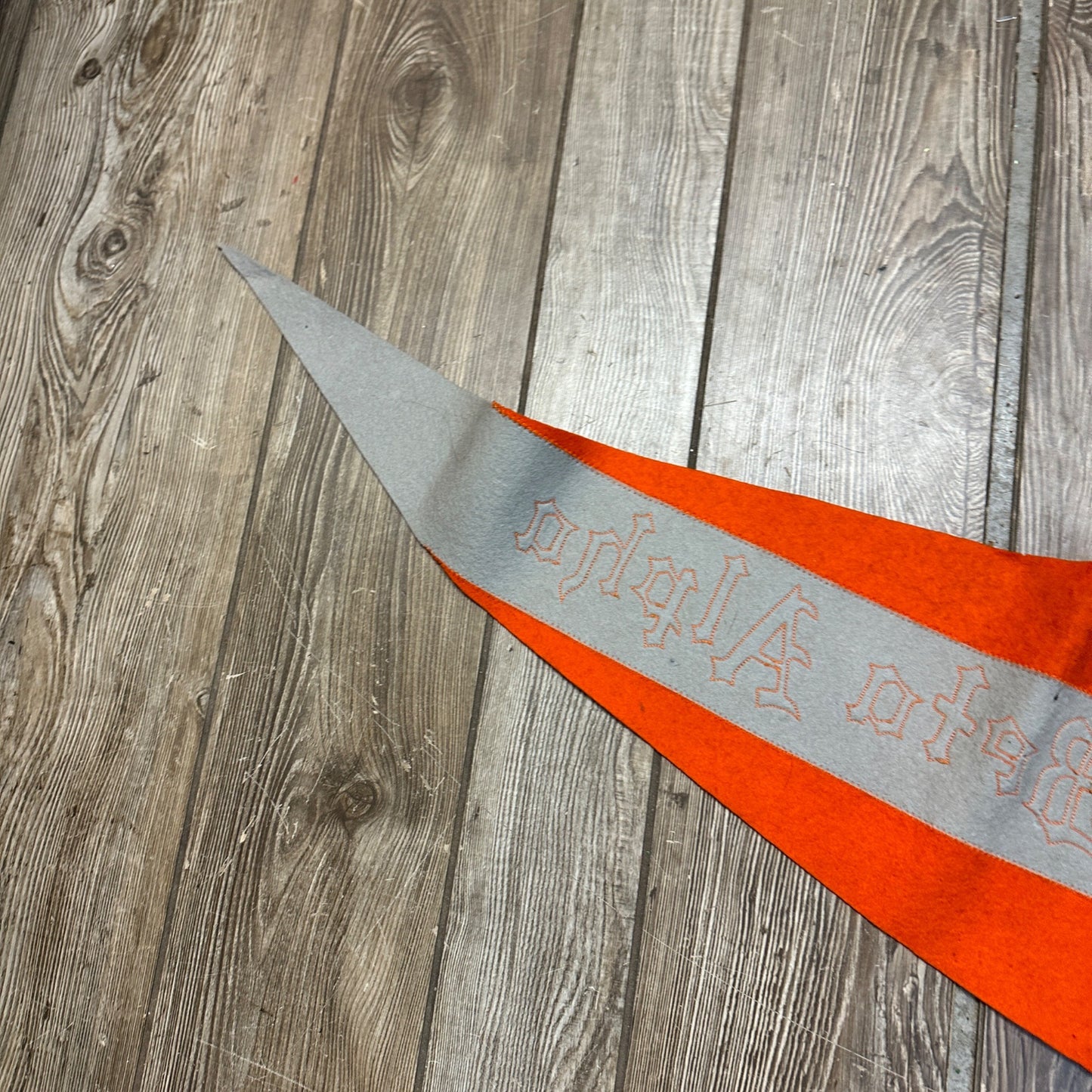 Vintage 1920s Phi Beta Alpha University of Wisconsin Orange Felt 39" Pennant Sewn