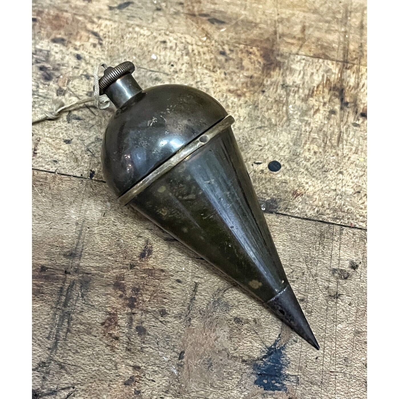 SCARCE Antique Vintage Dietzgen Plumb Bob w/ Internal Reel Solid Brass 10oz Tool