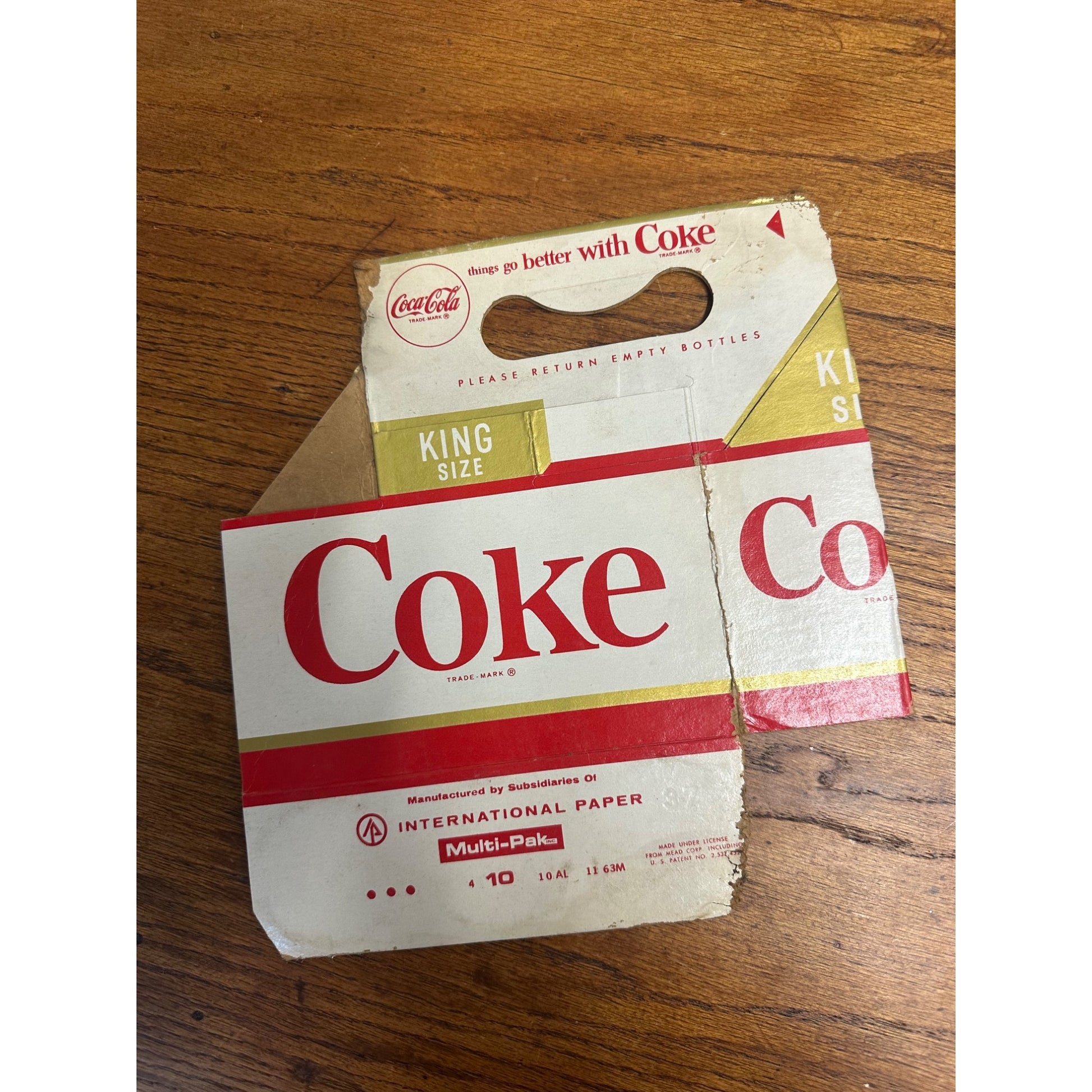 1950s Coca Cola Cardboard Carrier Six Pack Carton Bottle Case Vintage Coke King