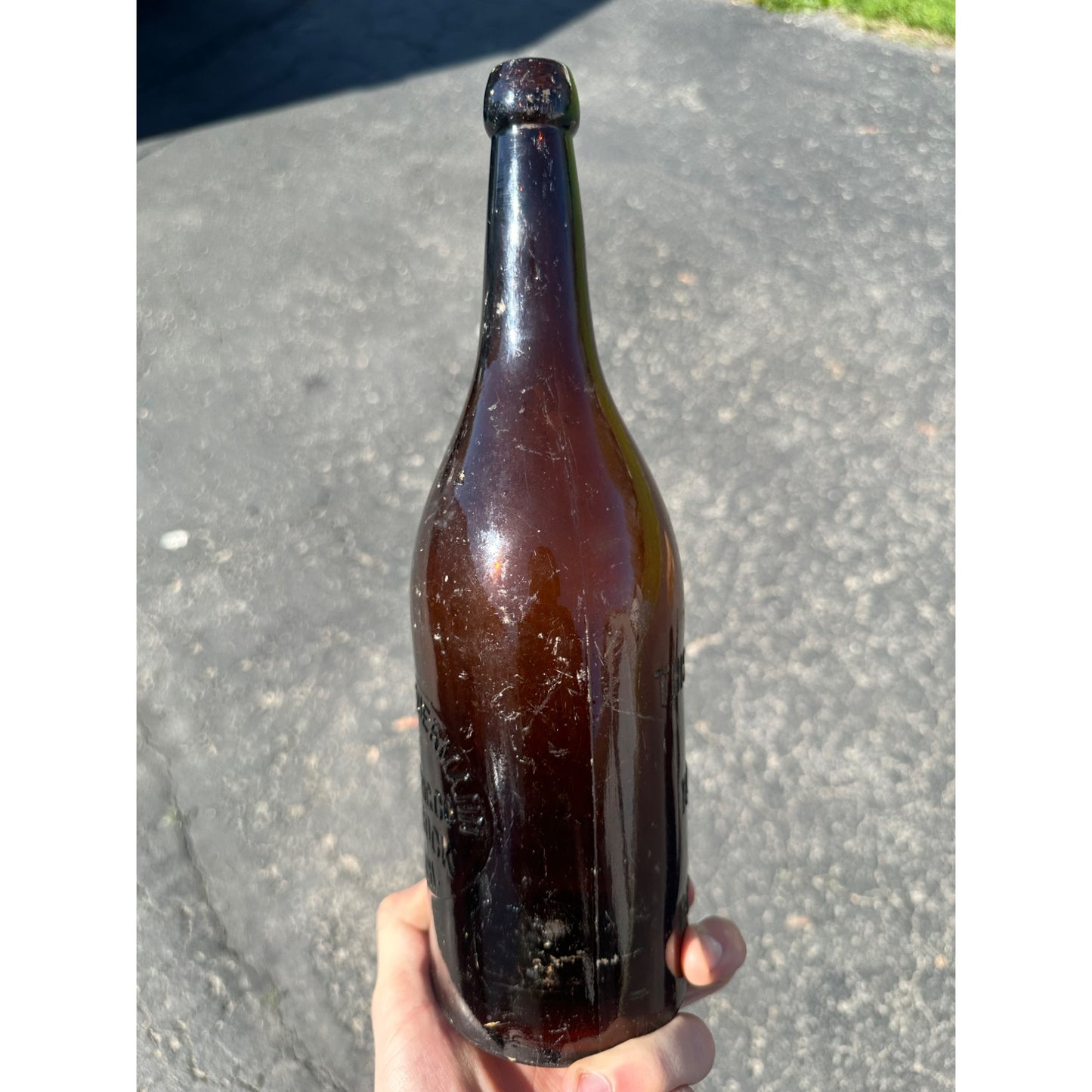 Vintage Quart Phil Scheuermann Brewery Hancock Michigan Beer Bottle 12"