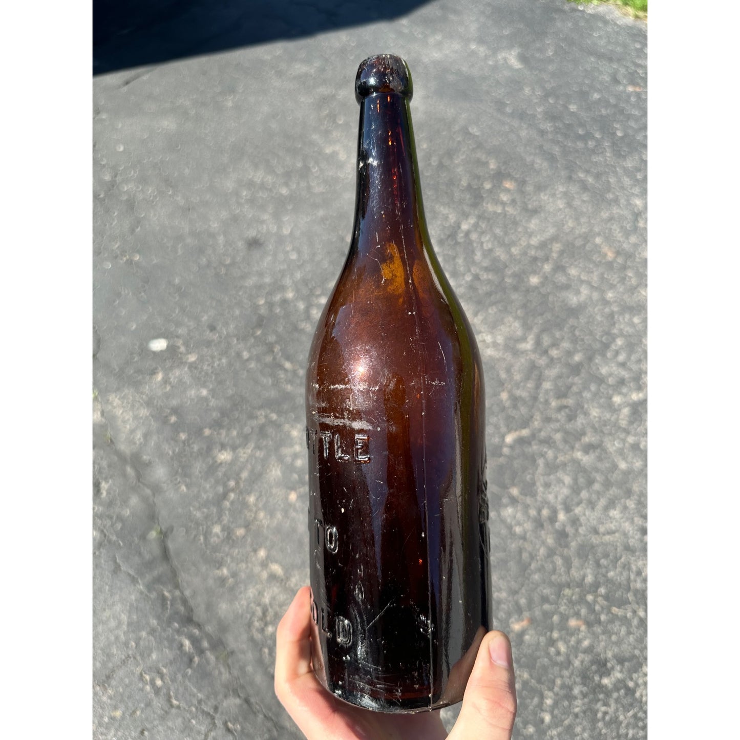 Vintage Quart Phil Scheuermann Brewery Hancock Michigan Beer Bottle 12"