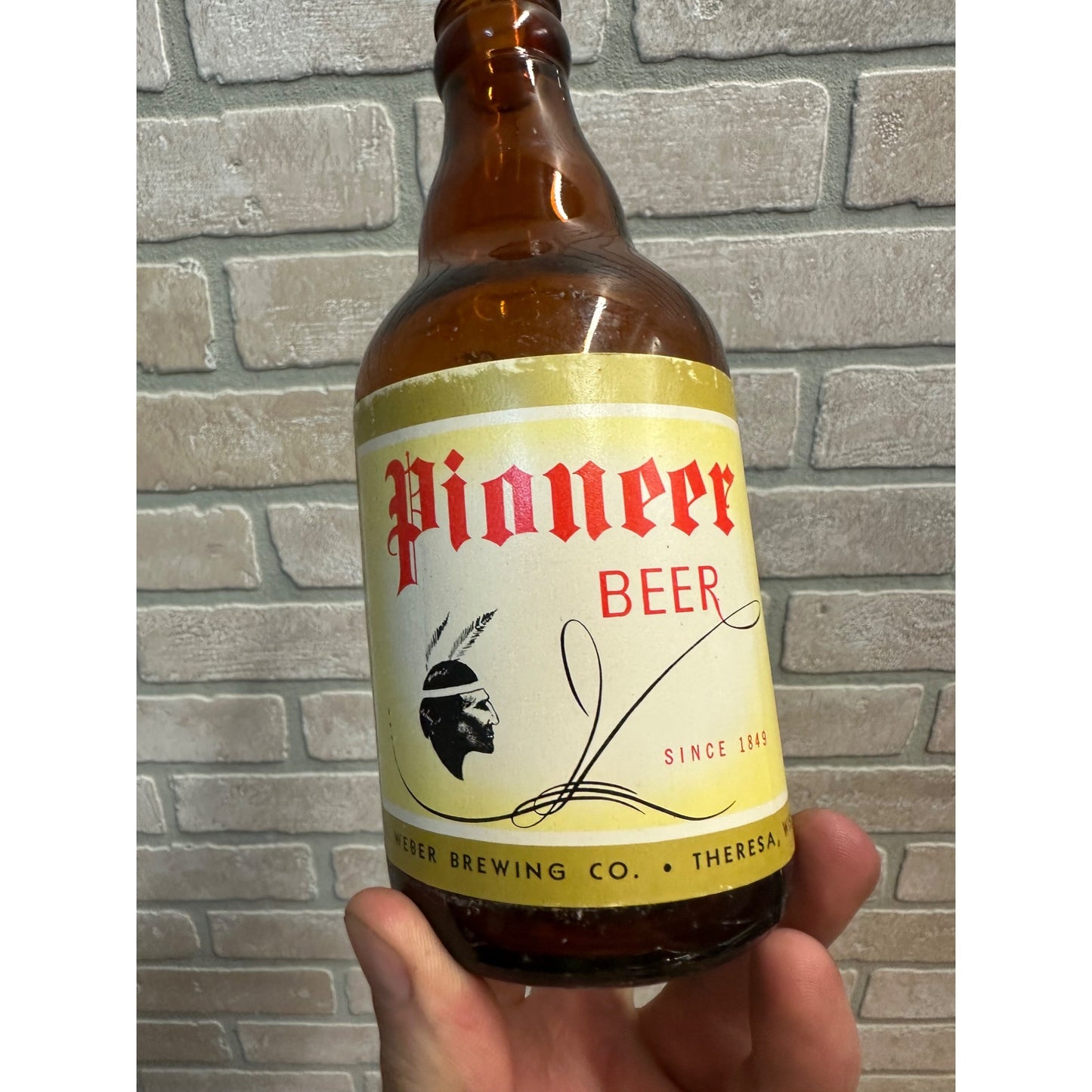 Pioneer Beer Steinie / Stubby Bottle From G. Weber Brewing Co., Theresa, Wis.