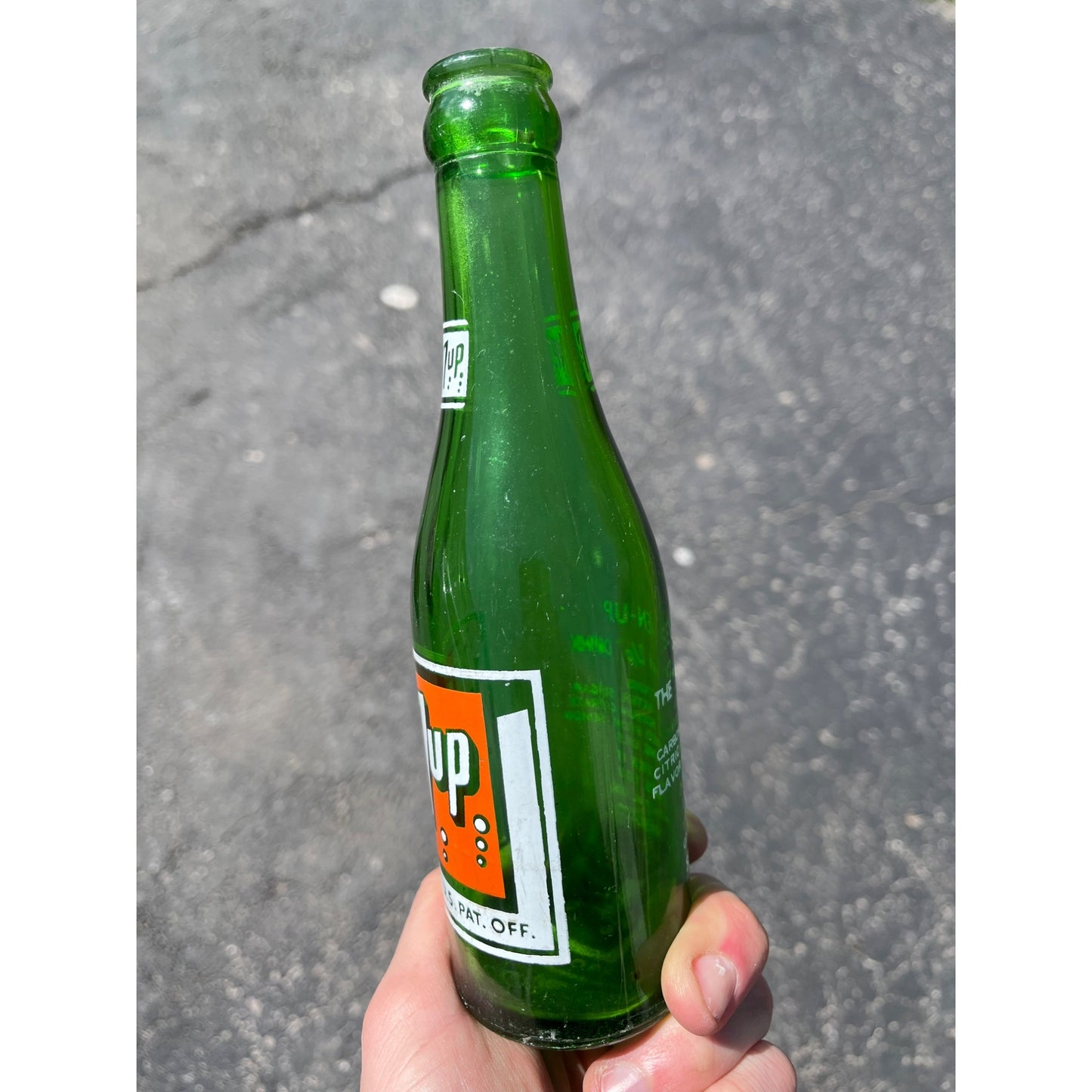 Vintage 7Up Seven-Up Glass Soda Bottle 7oz Swimmer Girl Tulsa OK Oklahoma