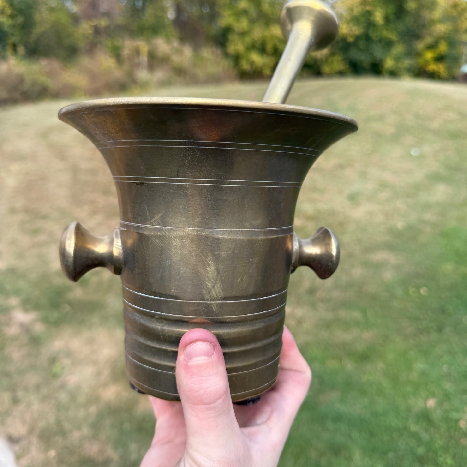 Antique Apothecary Pharmacy Mortar & Pestle Brass #15