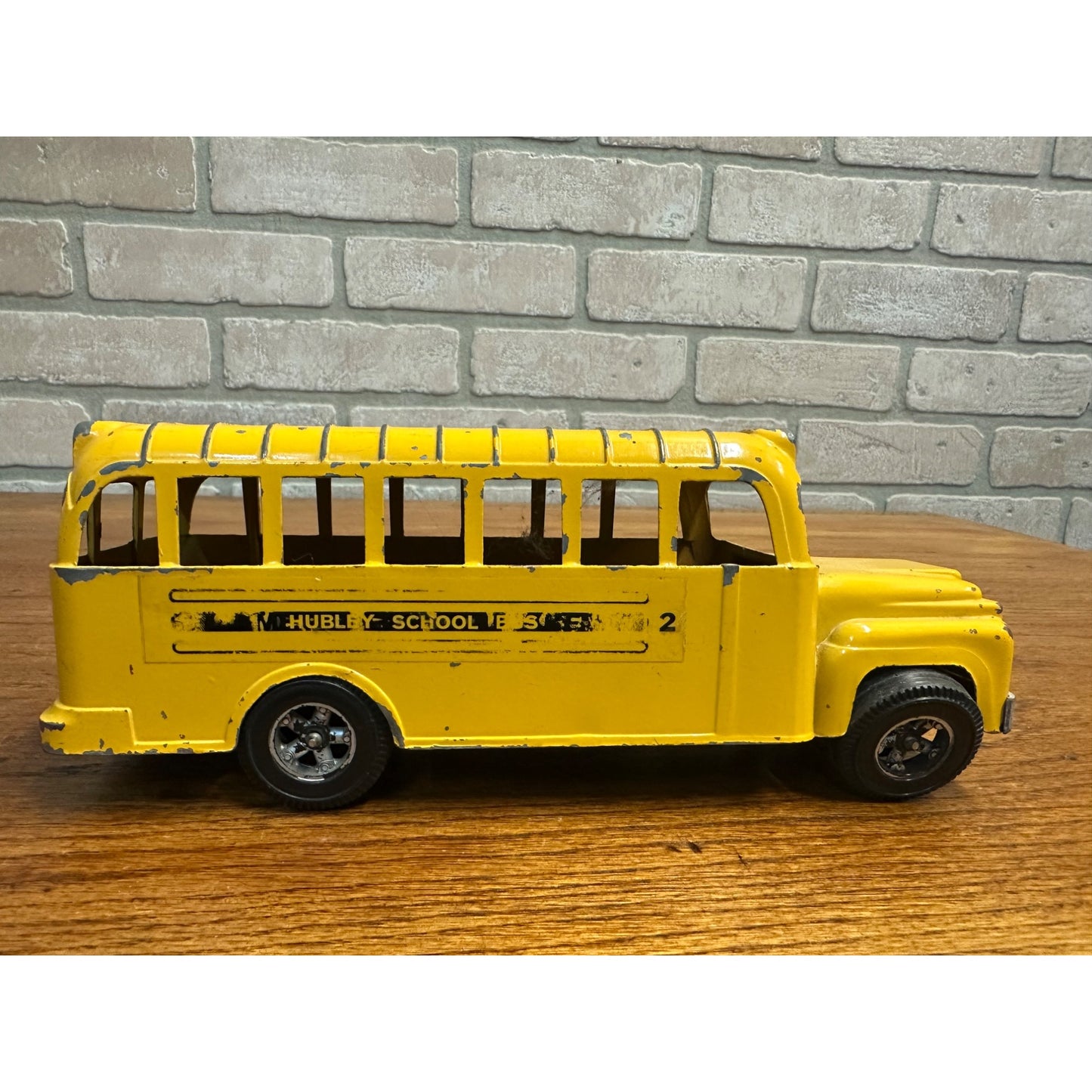 Vintage 1960's Hubley School Bus Diecast Metal 9."" Toy Original
