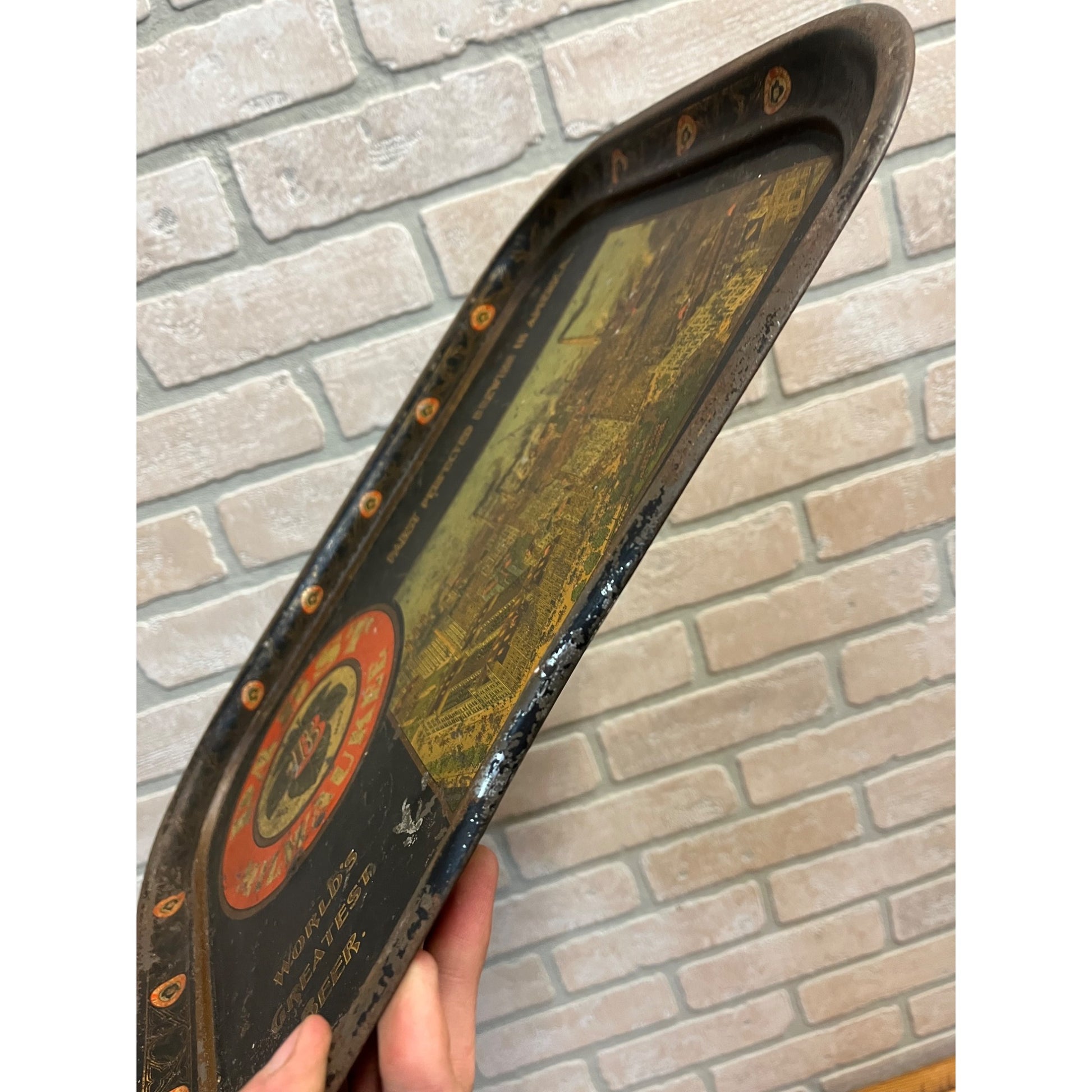 Antique Pre-Prohibition 1890s Pabst Beer Tray Blue Ribbon Milwaukee Wisconsin
