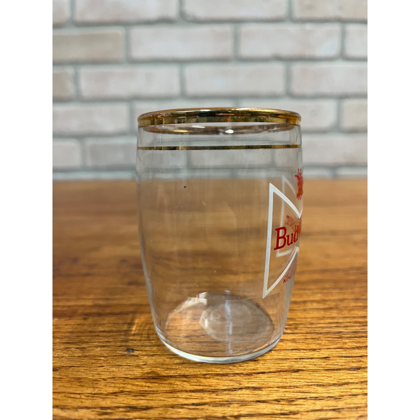 Vintage Budweiser Beer Anheuser Busch 3" Gold Rim Tester Glass Barware Bar