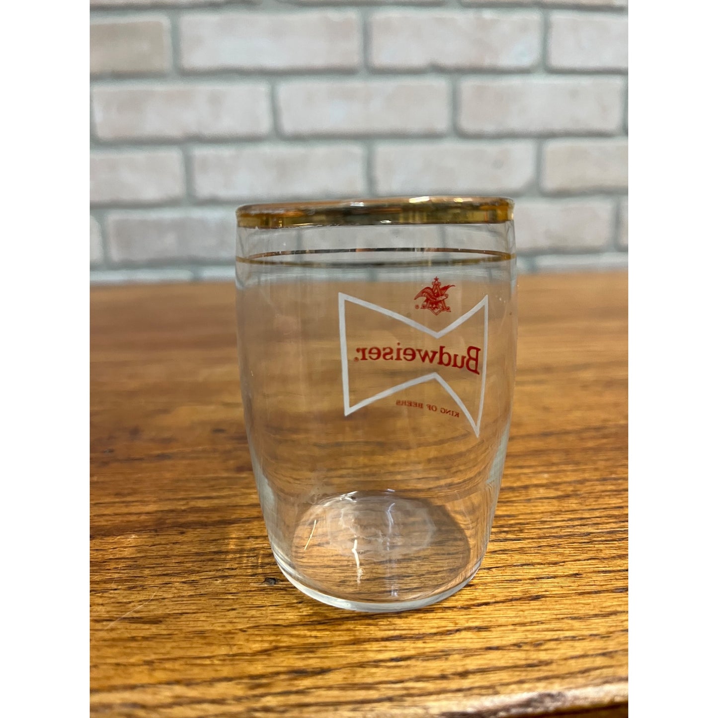 Vintage Budweiser Beer Anheuser Busch 3" Gold Rim Tester Glass Barware Bar