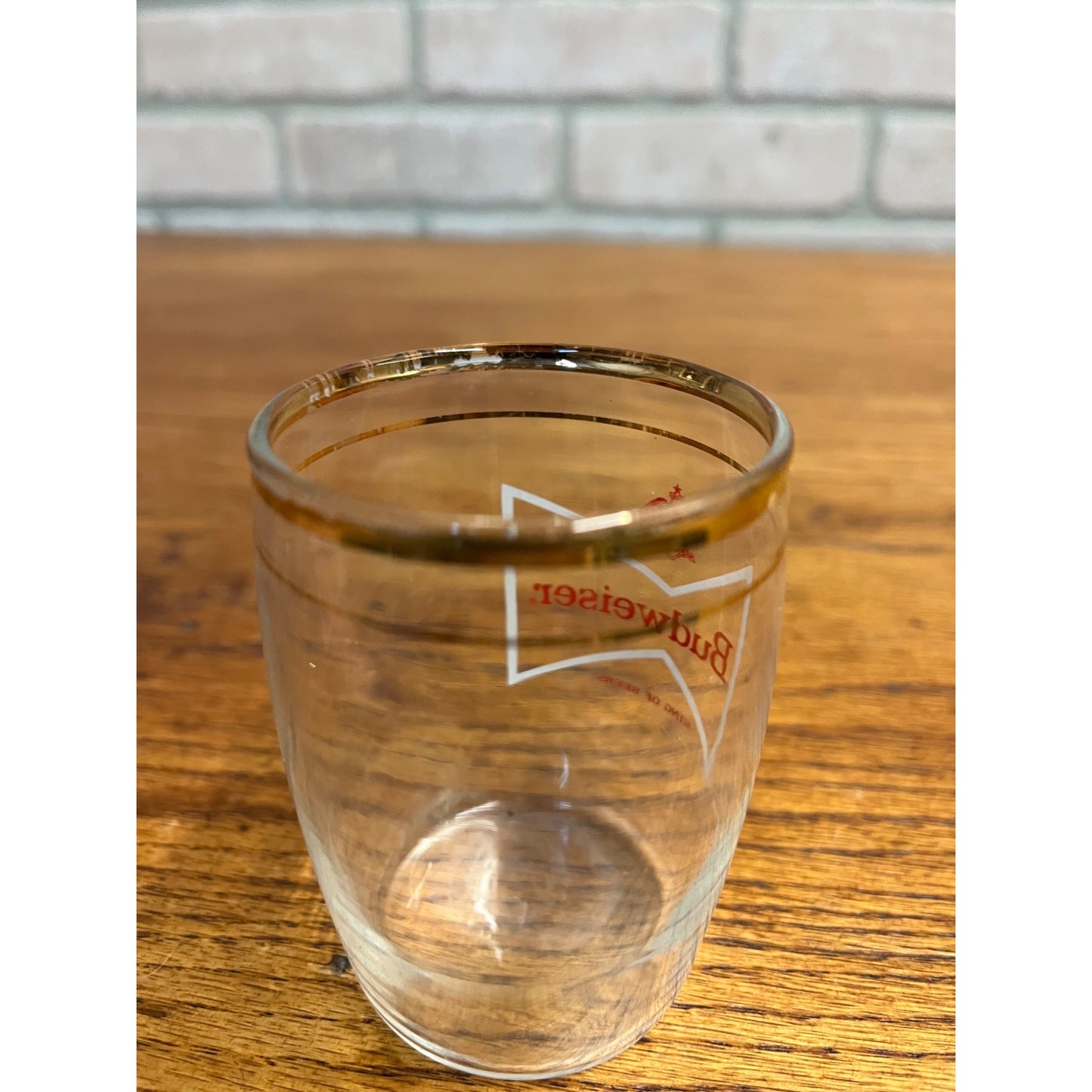 Vintage Budweiser Beer Anheuser Busch 3" Gold Rim Tester Glass Barware Bar