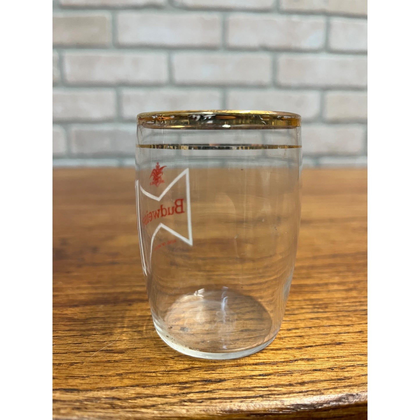 Vintage Budweiser Beer Anheuser Busch 3" Gold Rim Tester Glass Barware Bar