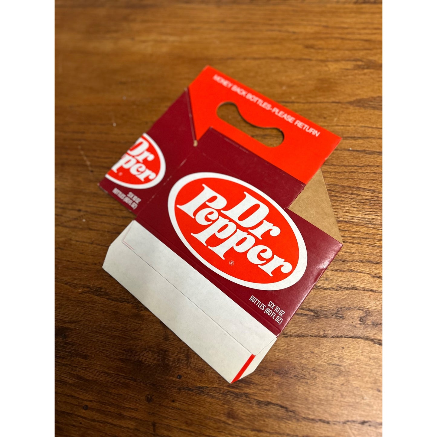 Vintage 1960s Dr Pepper Soda Cardboard 6 Bottle Carrier NOS Soda Carrier Tote