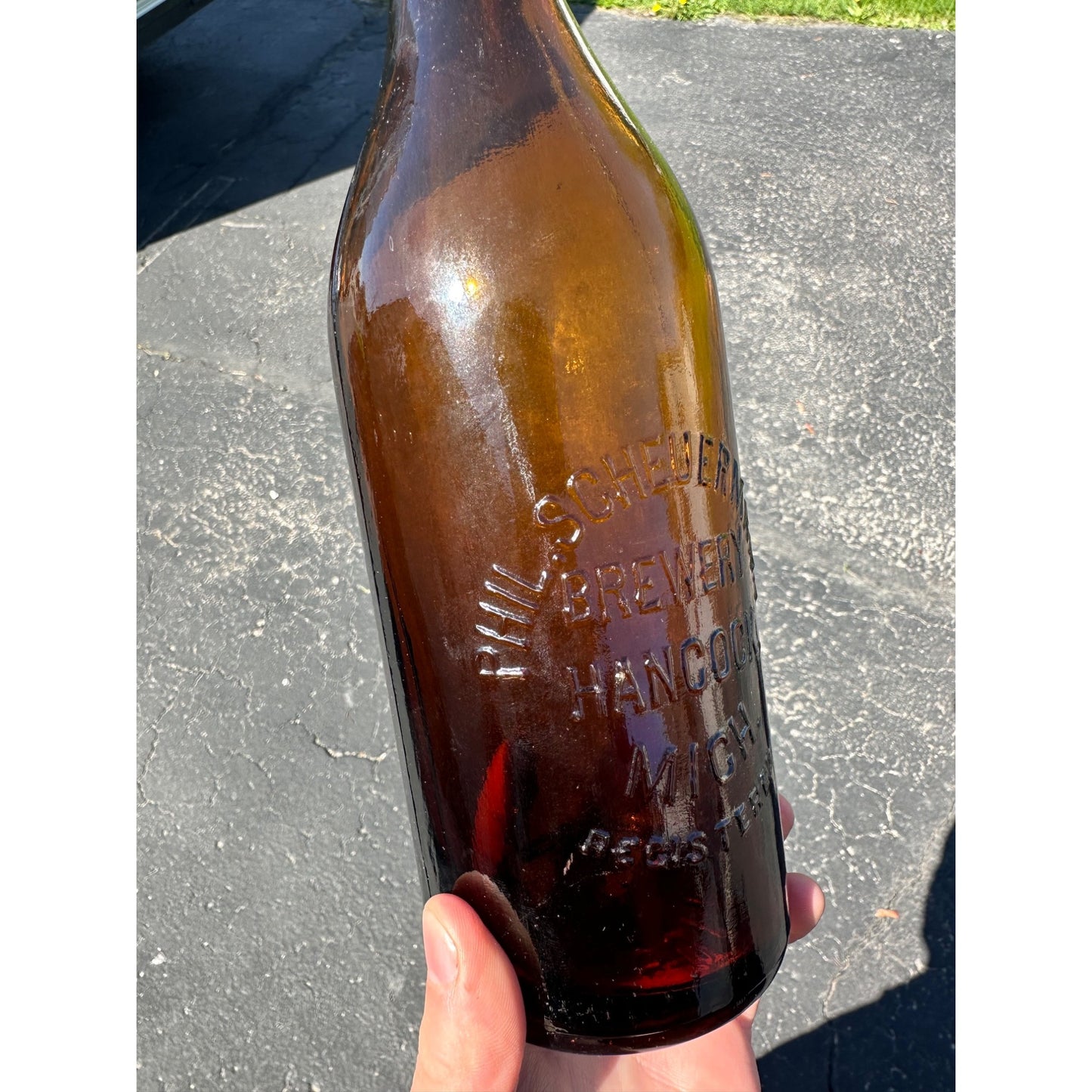 Vintage Quart Phil Scheuermann Brewery Hancock Michigan Beer Bottle