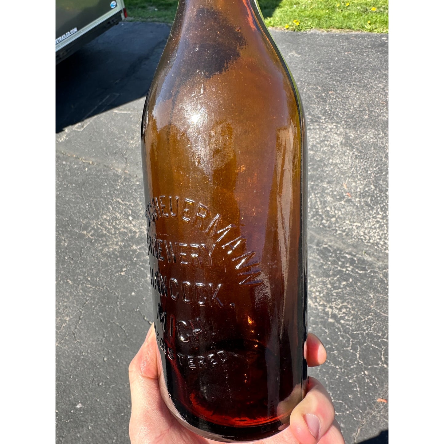 Vintage Quart Phil Scheuermann Brewery Hancock Michigan Beer Bottle