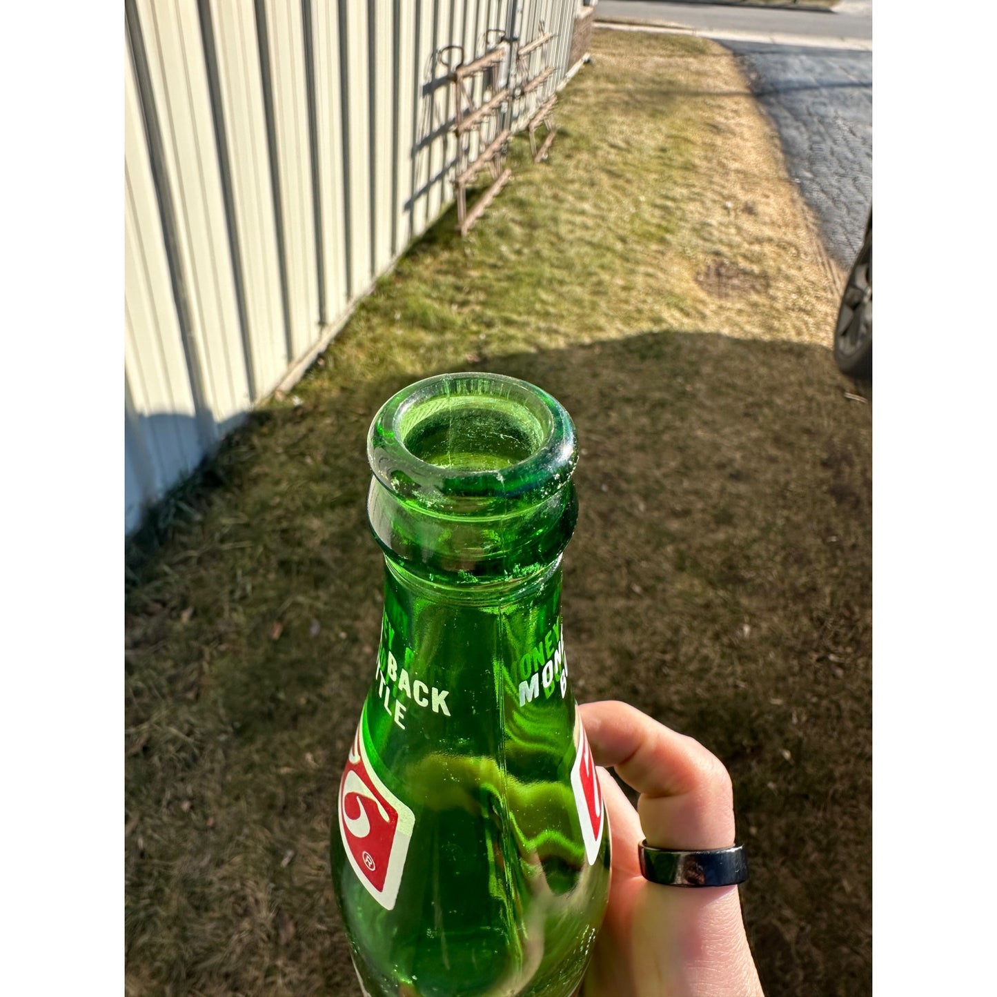 Vintage 76 American Company 16oz Green ACL Print Soda Bottle CLEAN