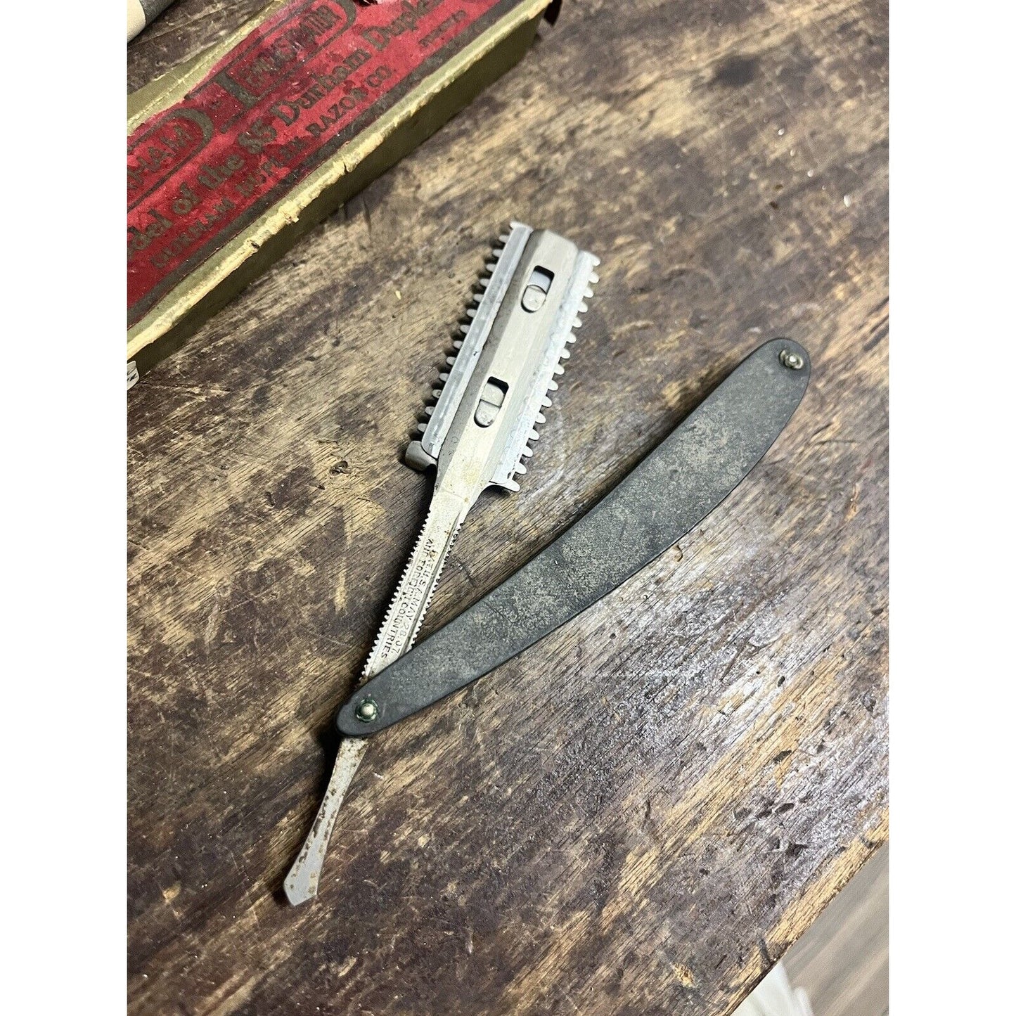 Vintage Durham Demonstrator Durham Duplex Straight Razor w/ Box - Patent 1907