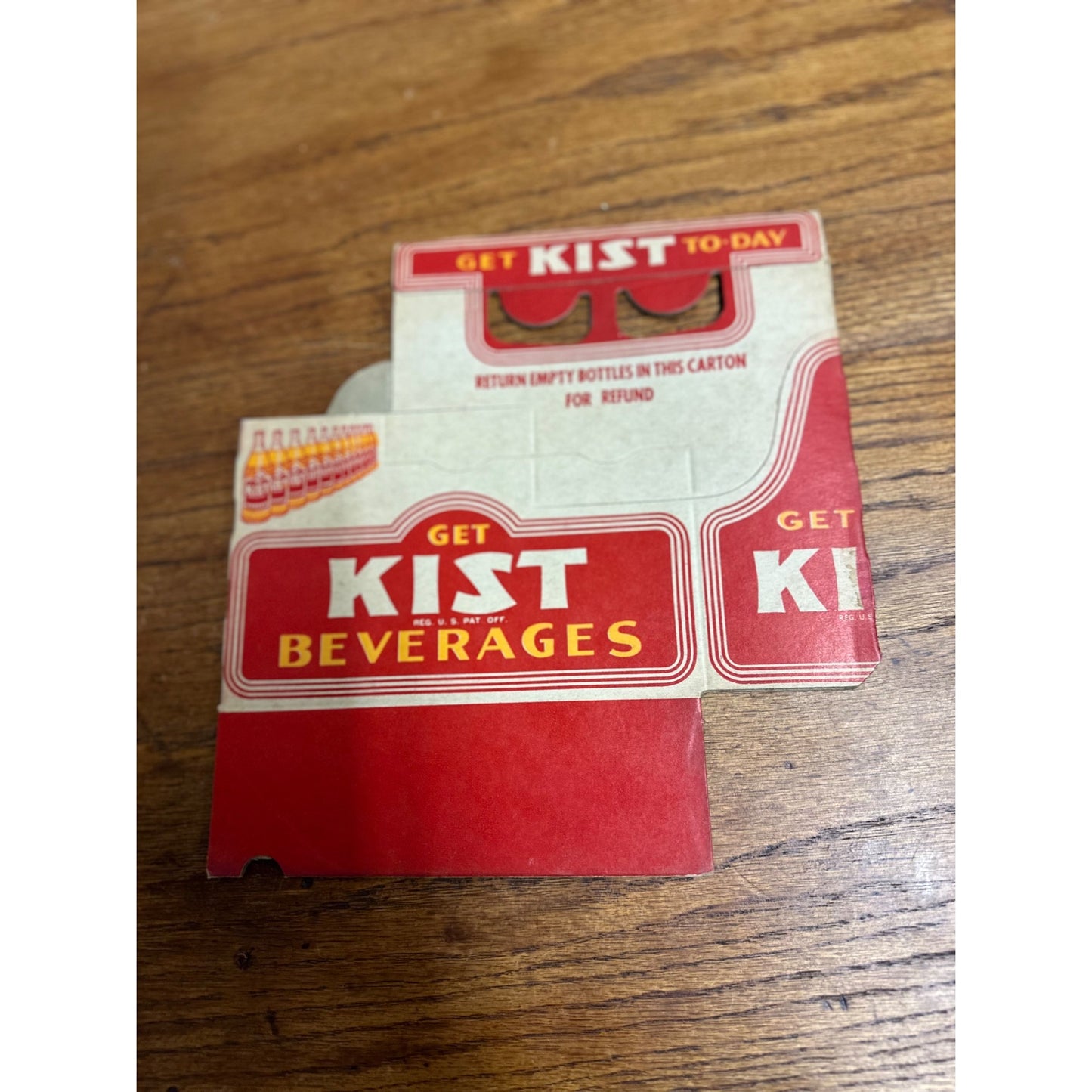 Vintage 1940s Kist Soda Pop Cardboard 6 Bottle Carrier NOS Soda Carrier Tote
