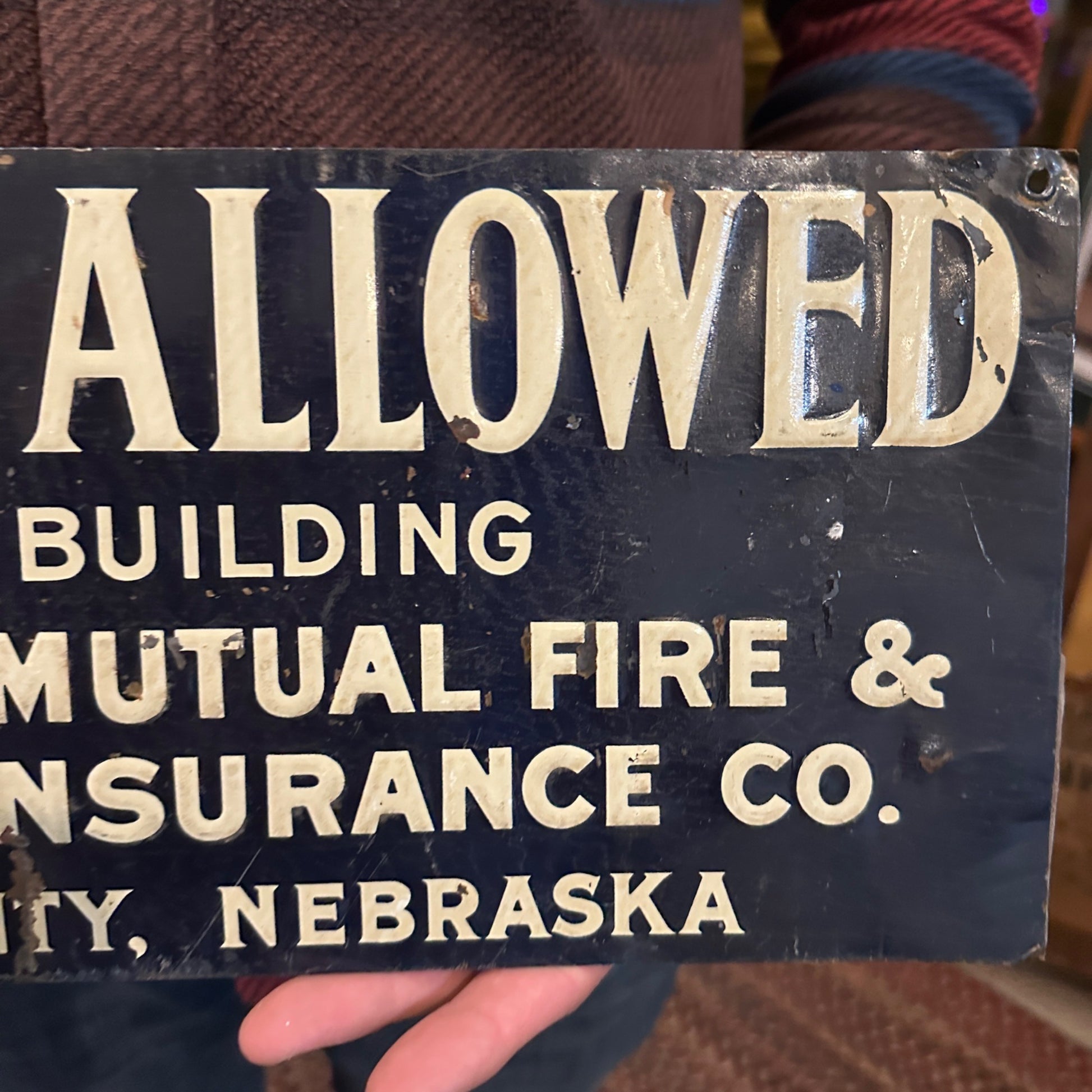 Vintage 1920s Farmers Mutual No Smoking Insurance Co. Advertising Tin Sign