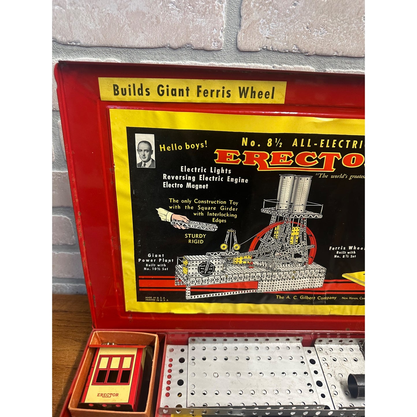 Vintage 1951 Gilbert Erector Set 8 1/2 Electric Giant Ferris Wheel