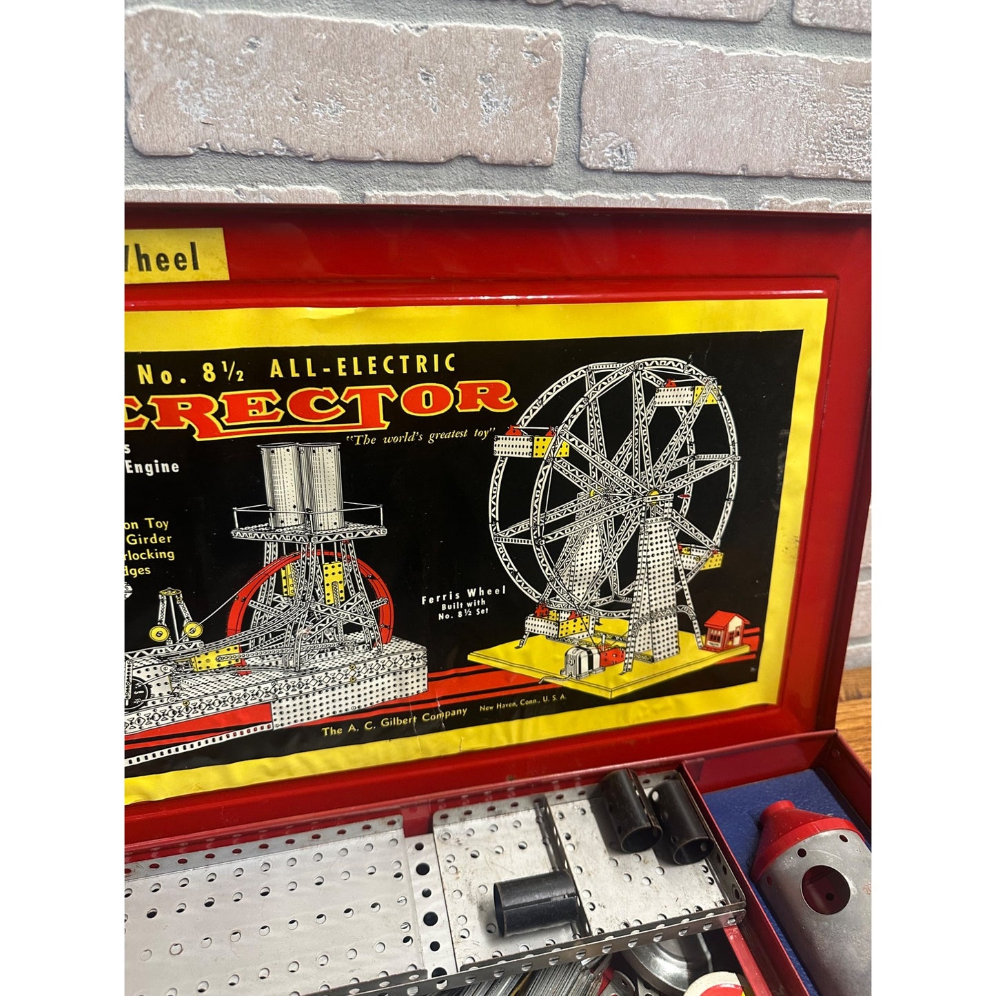 Vintage 1951 Gilbert Erector Set 8 1/2 Electric Giant Ferris Wheel