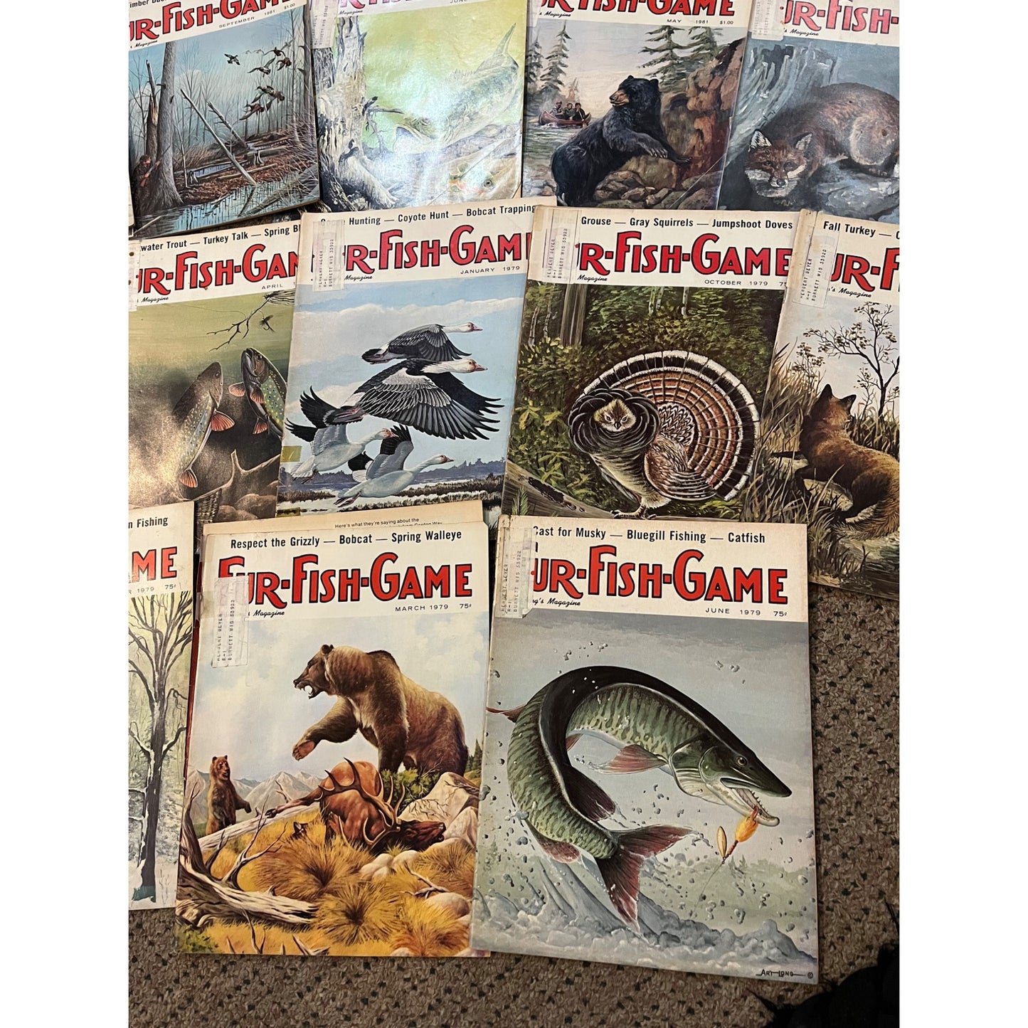 Vintage 1970s-90s Fur, Fish, & Game Lot (38) Hunting Fishing Outdoorsman Magazines