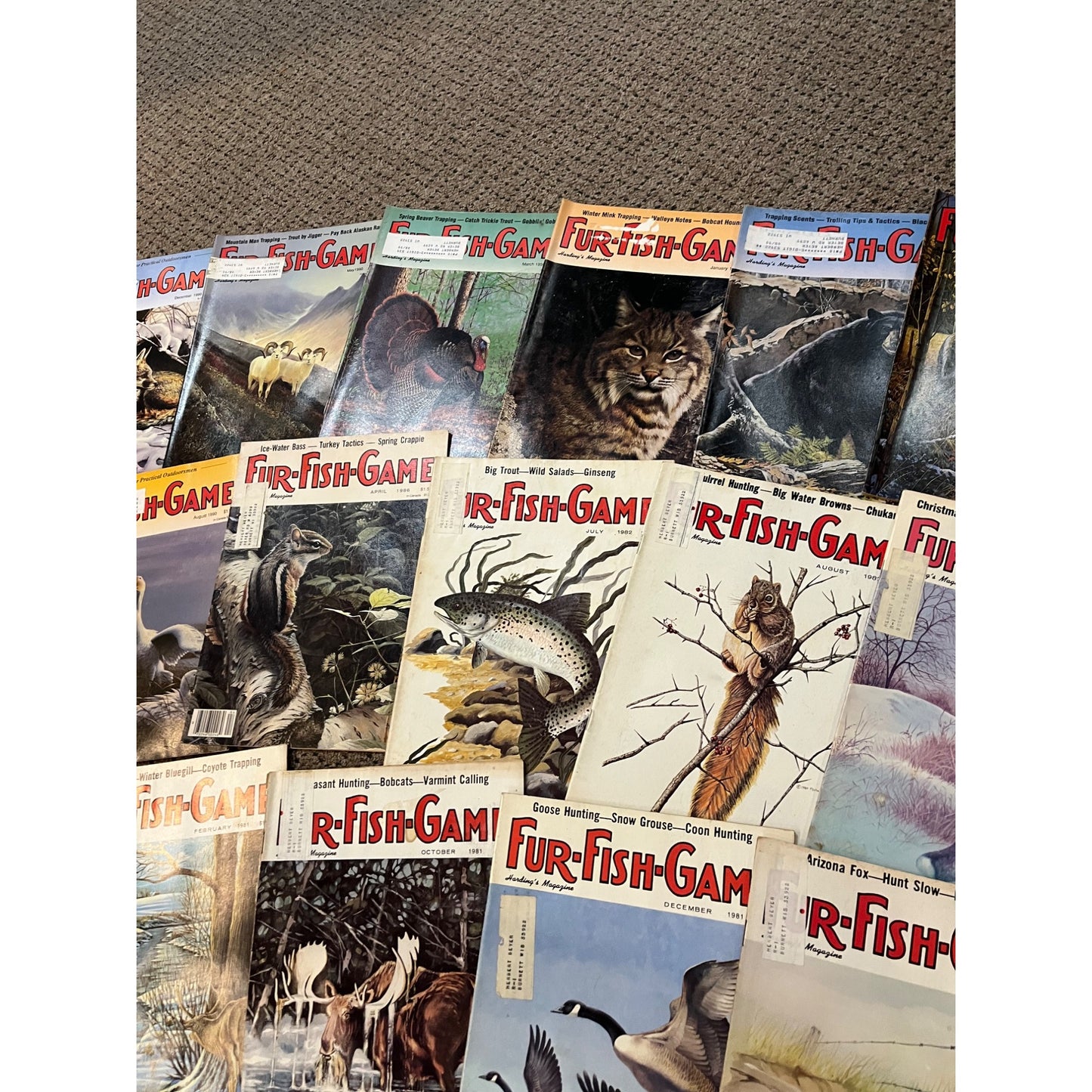 Vintage 1970s-90s Fur, Fish, & Game Lot (38) Hunting Fishing Outdoorsman Magazines