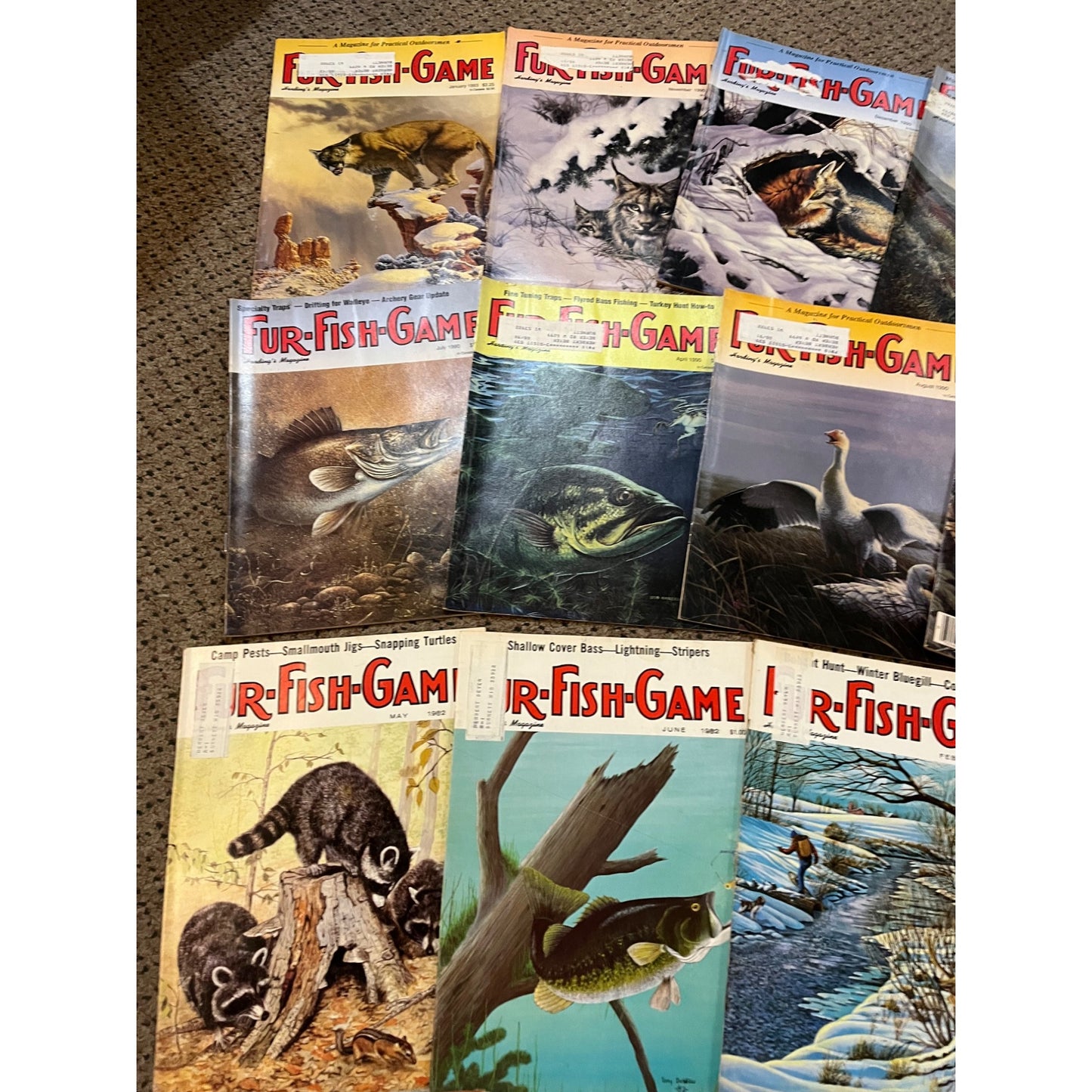 Vintage 1970s-90s Fur, Fish, & Game Lot (38) Hunting Fishing Outdoorsman Magazines